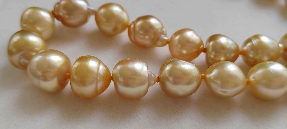 10-12.2mm Genuine golden south sea baroque pearls necklace 48cm