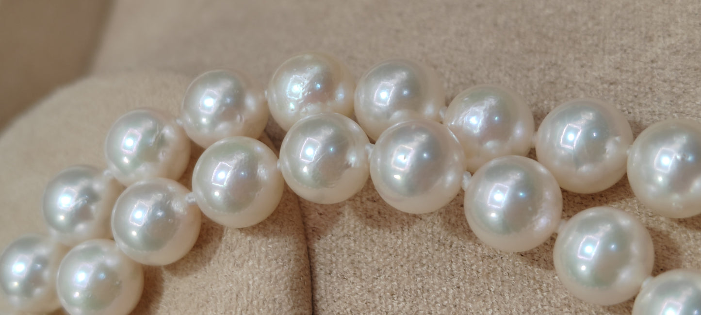 6.4-6.8mm AA Genuine akoya round pearls classic necklace 46cm