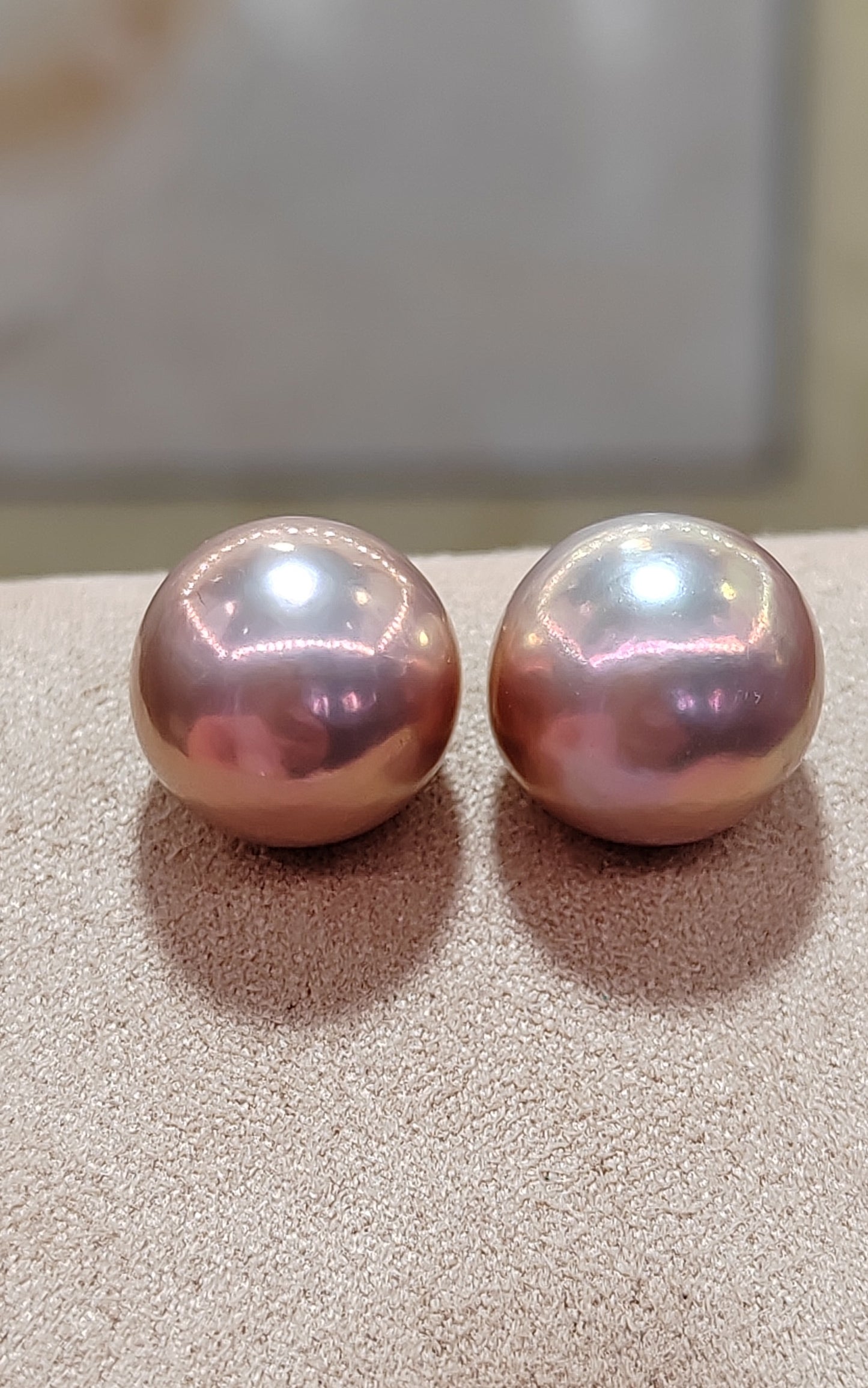 11.9mm Genuine freshwater pearls French style earrings 9ct gold