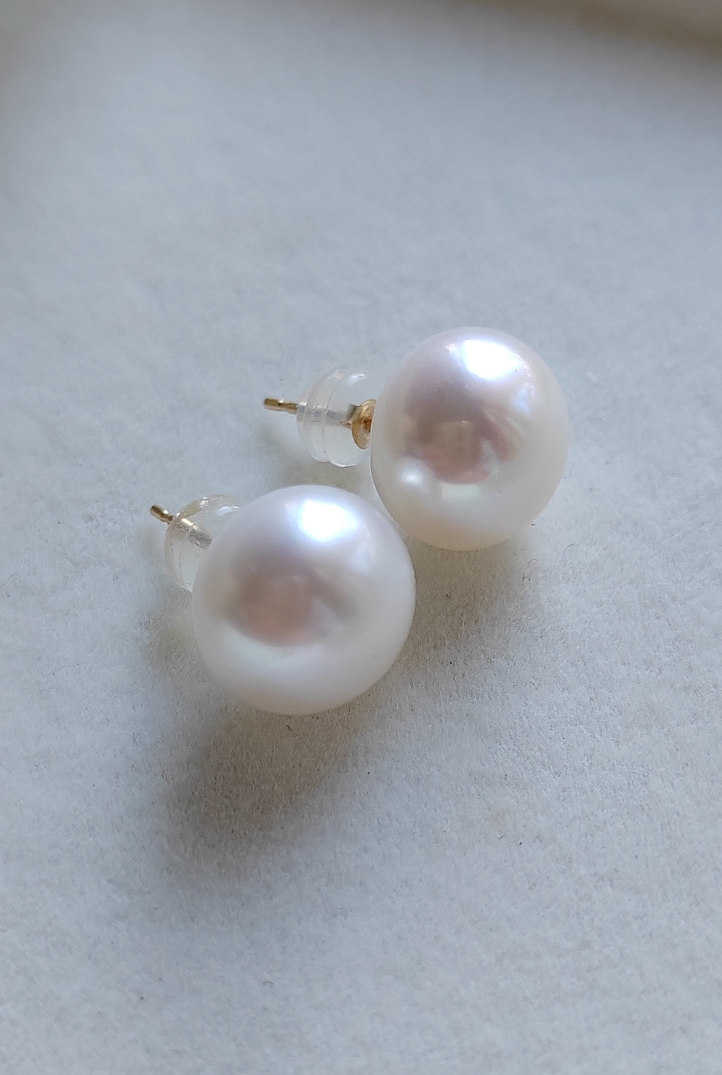 14ct gold earrings studs genuine freshwater pearls 11mm