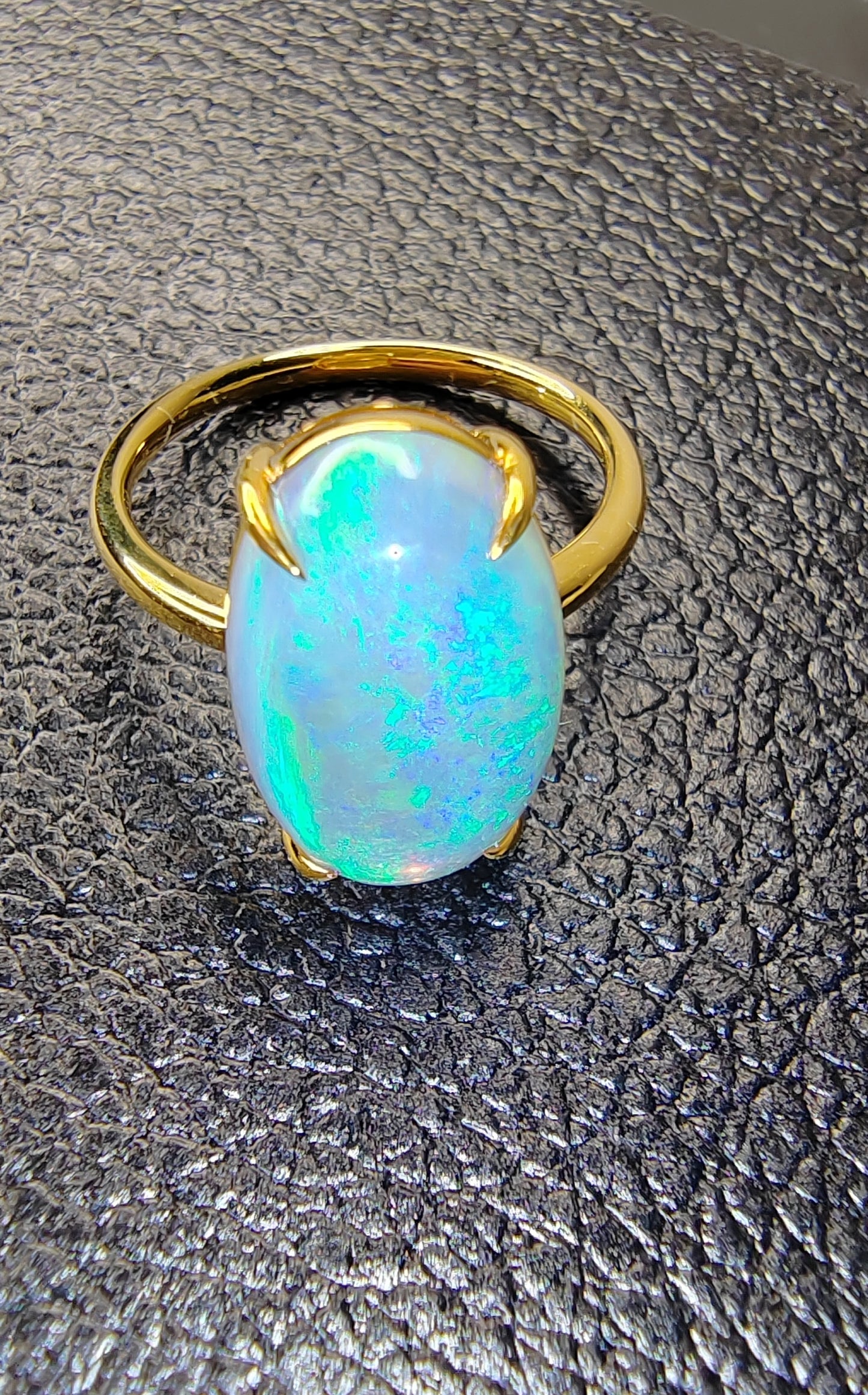 'Hanalei Bay' 4.83ct Natural Solid Australian dark Crystal opal 14ct gold solitaire ring