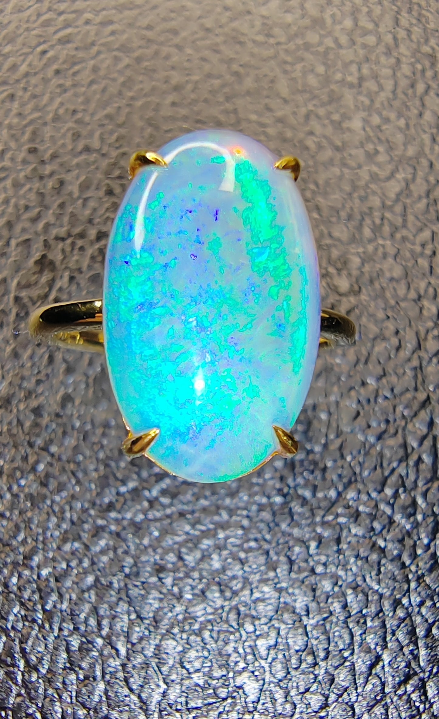 'Hanalei Bay' 4.83ct Natural Solid Australian dark Crystal opal 14ct gold solitaire ring