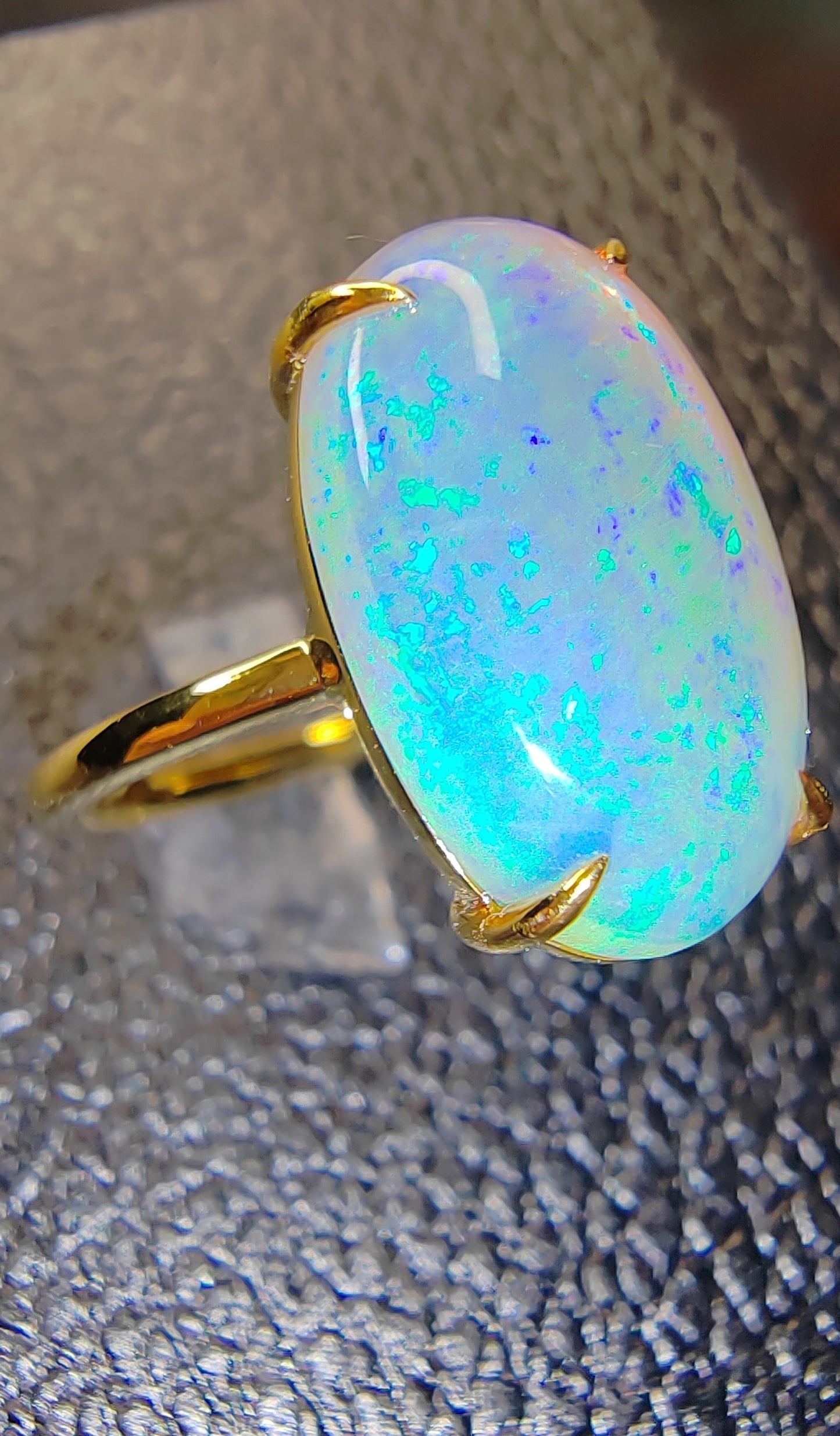 'Hanalei Bay' 4.83ct Natural Solid Australian dark Crystal opal 14ct gold solitaire ring