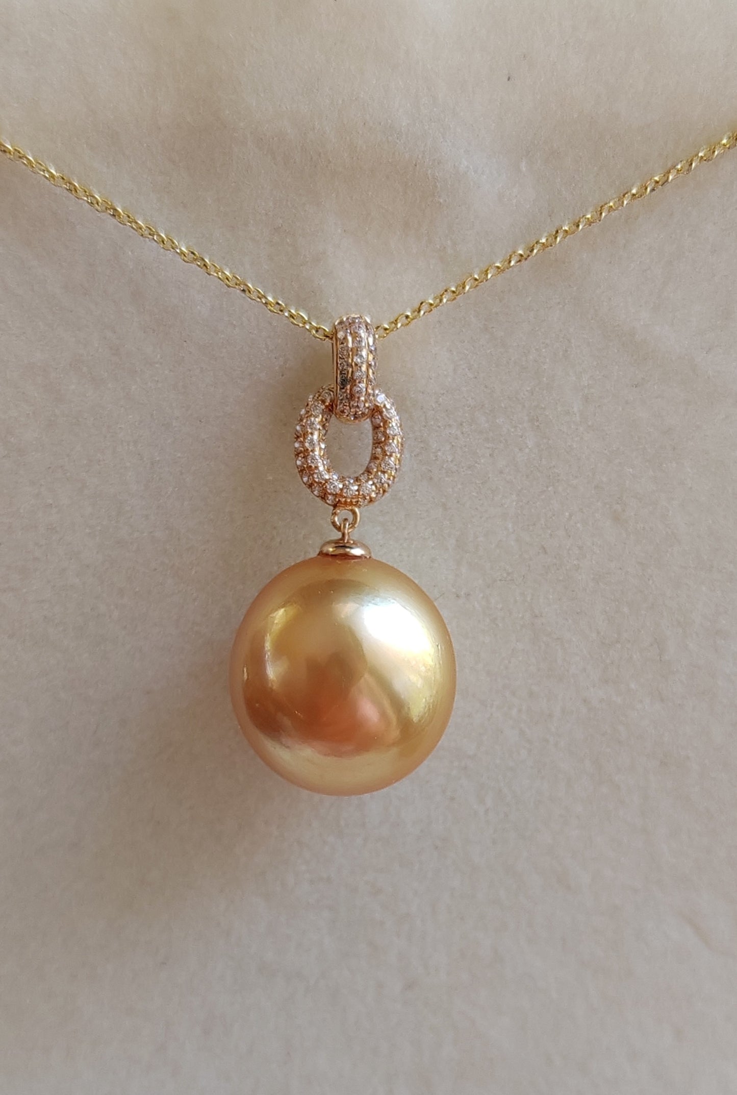 18ct gold pendant genuine golden south sea pearl 13.6x14.5mm