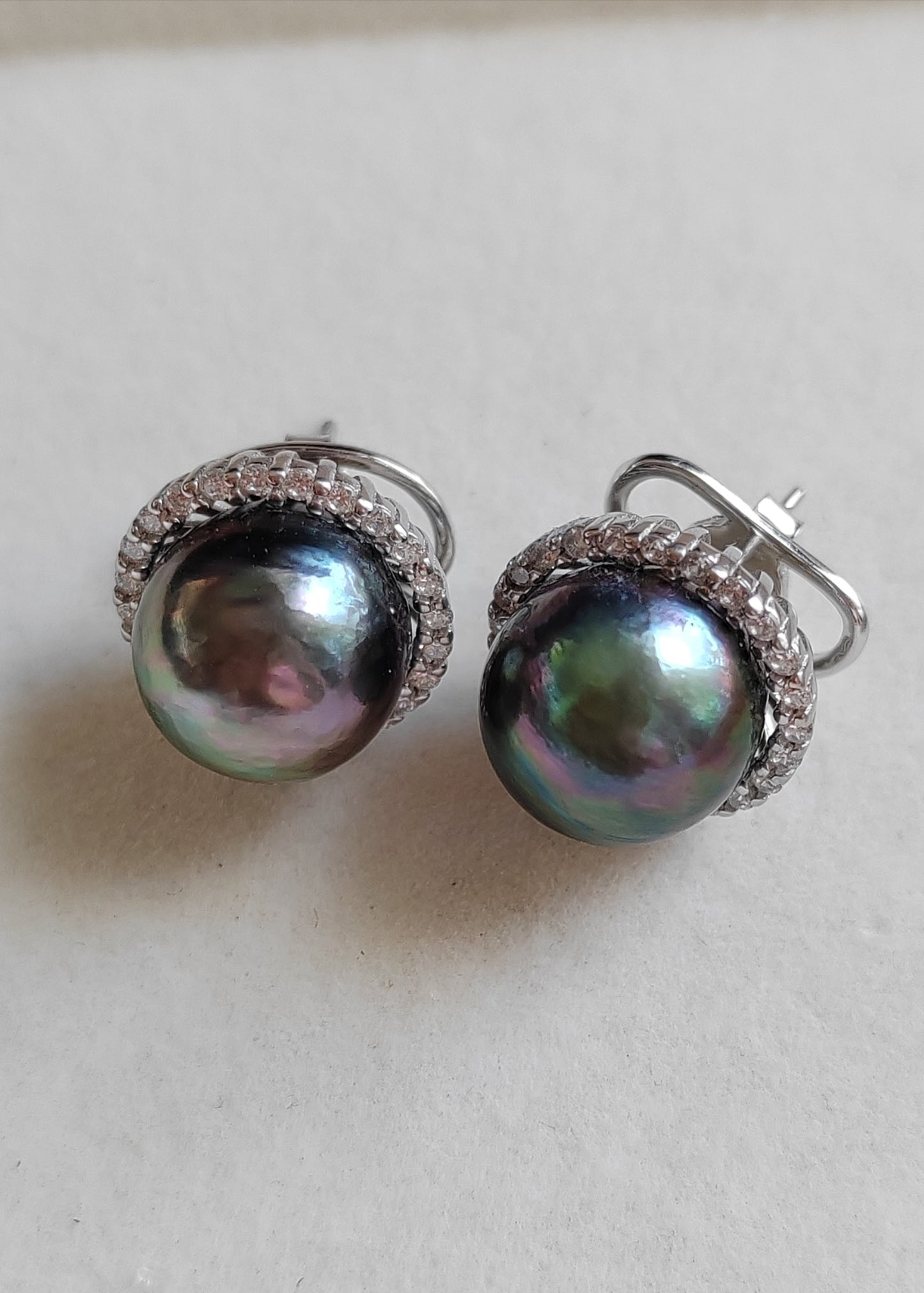 'Water Lily' earrings genuine tahitian south sea pearls 11.6mm