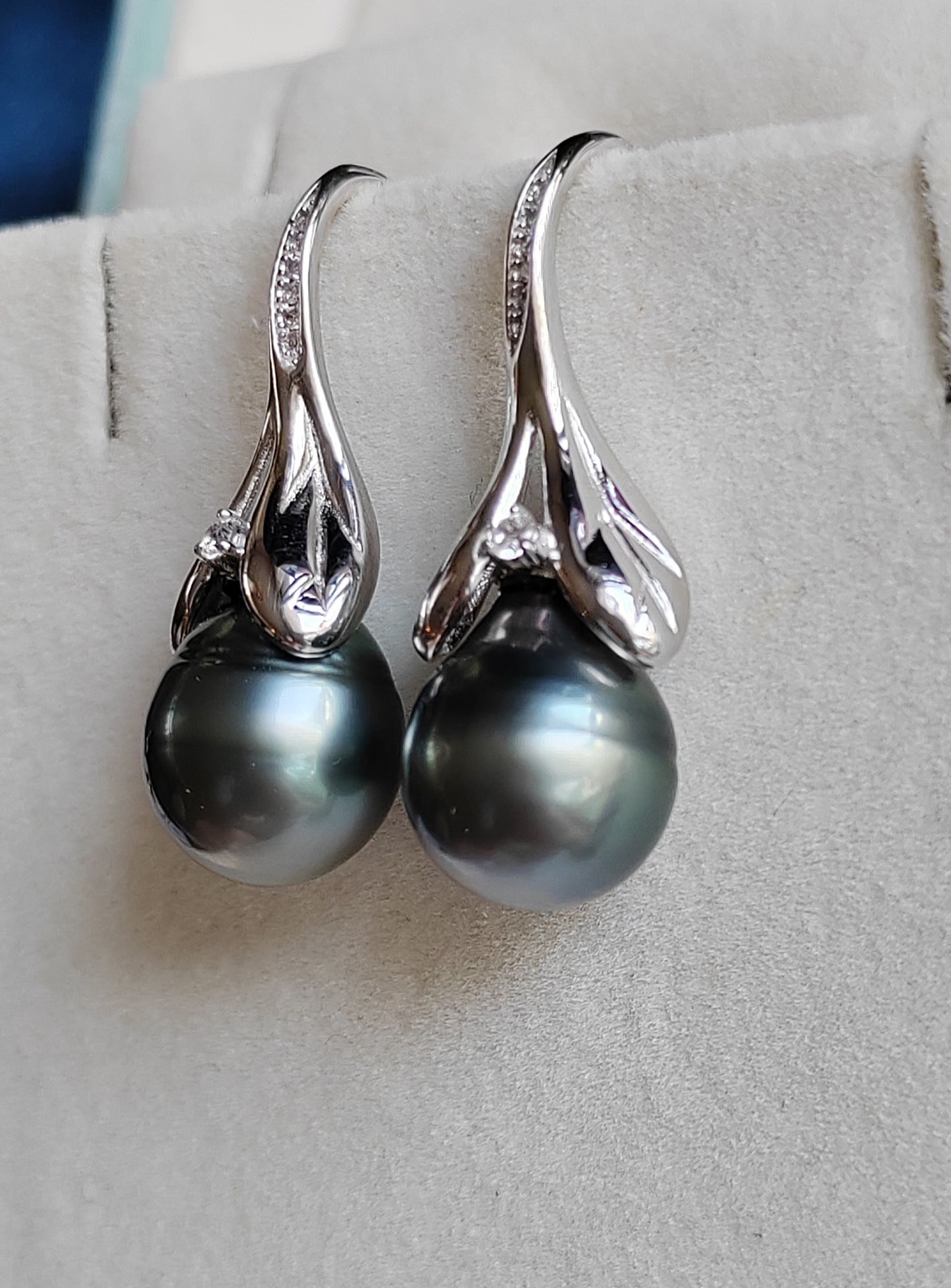 'Mermaid' earrings genuine tahitian south sea pearls 11.6mm