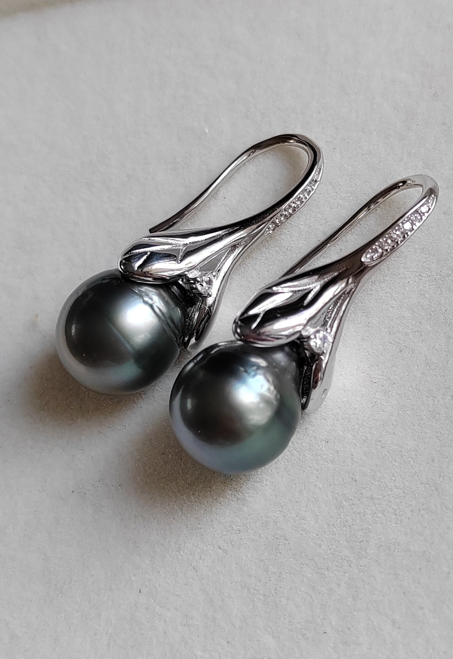 'Mermaid' earrings genuine tahitian south sea pearls 11.6mm