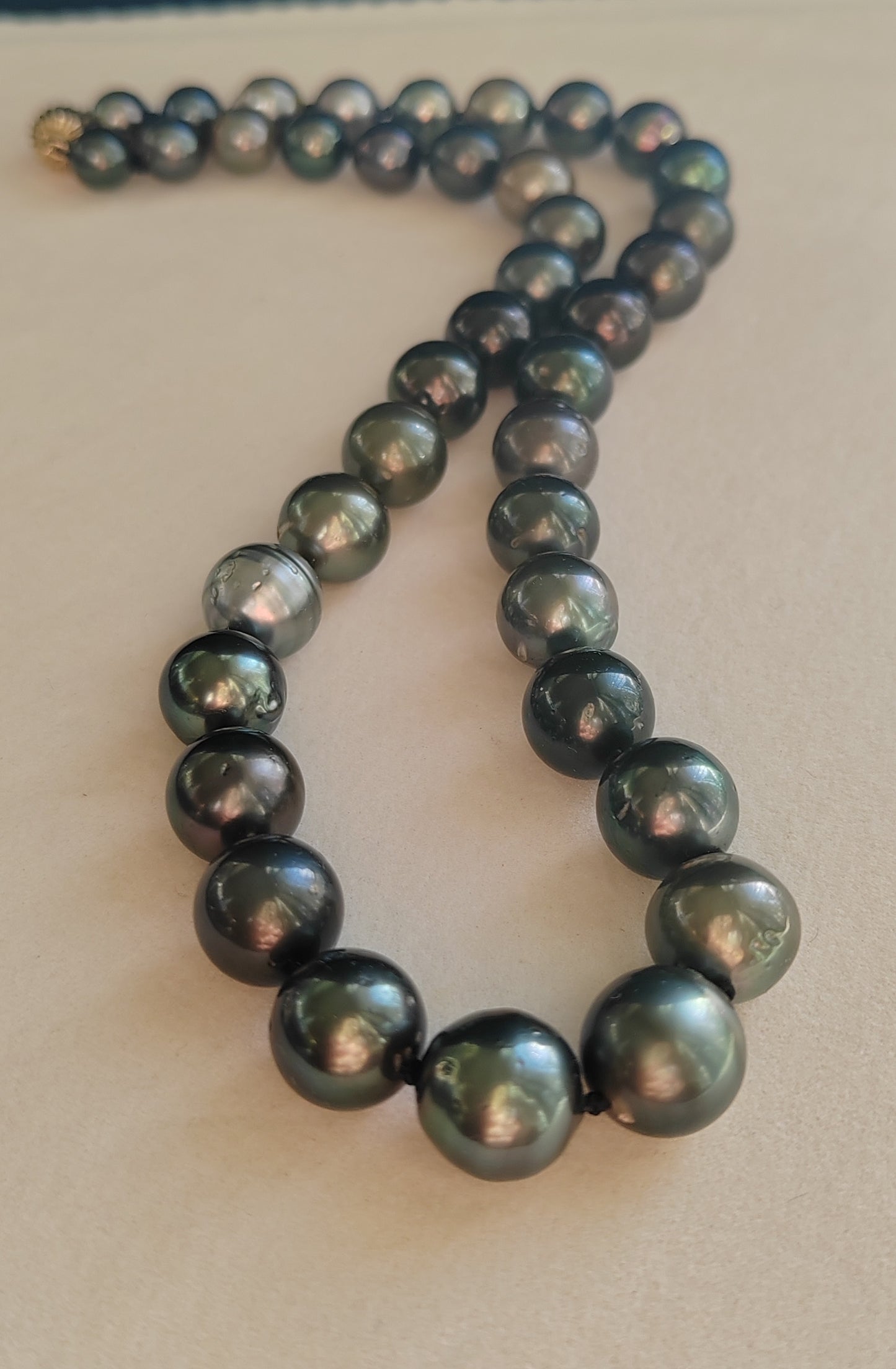 8-11.8mm Genuine tahitian south sea pearl classic necklace 14ct gold