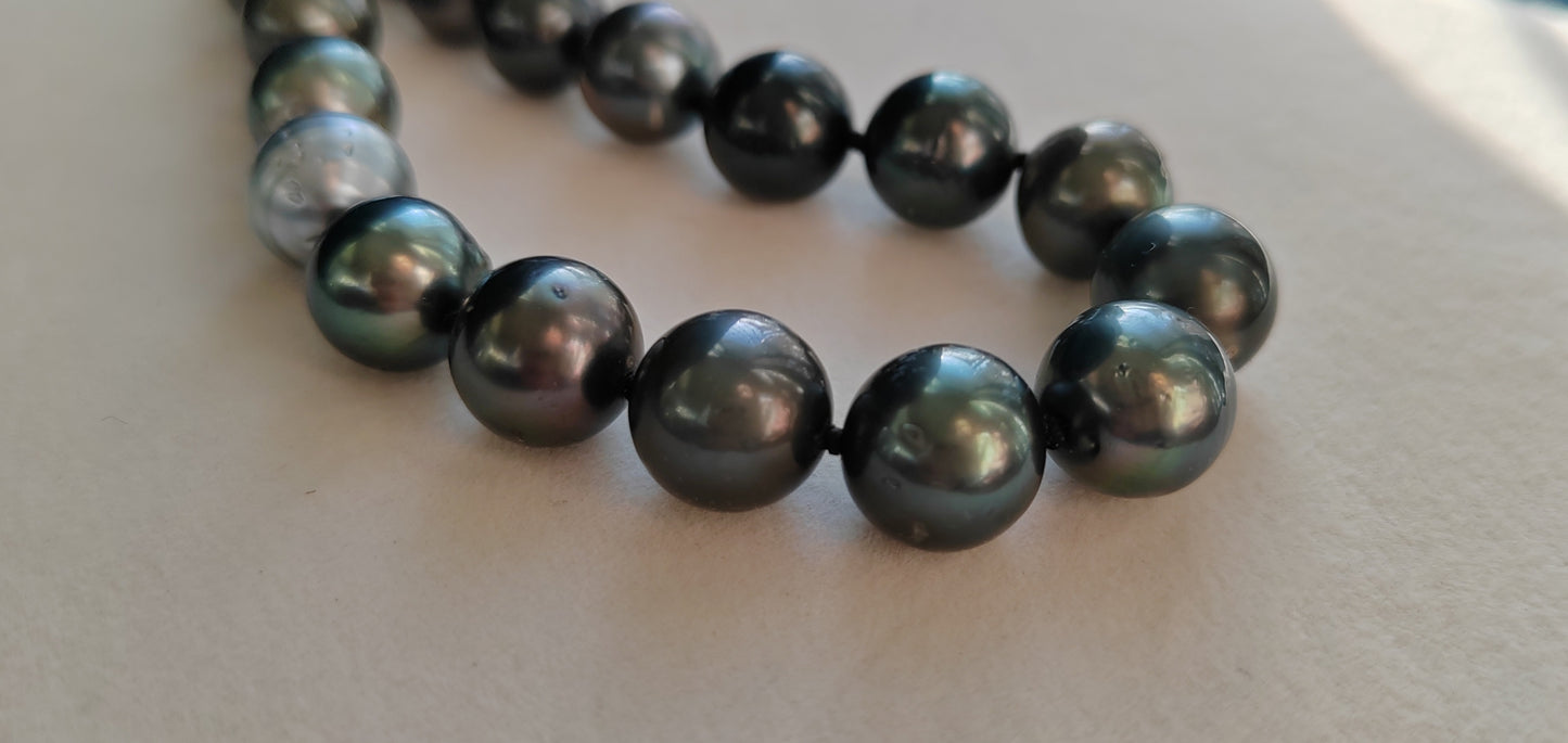 8-11.8mm Genuine tahitian south sea pearl classic necklace 14ct gold