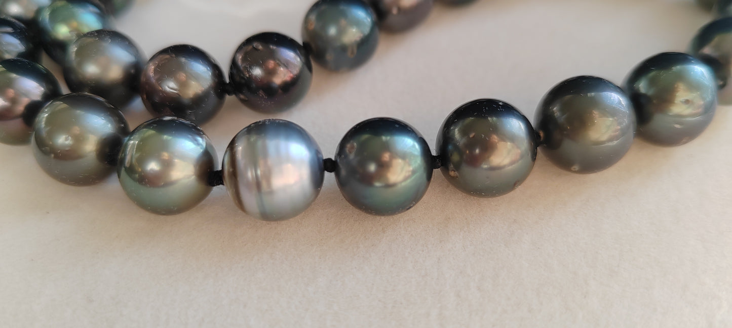 8-11.8mm Genuine tahitian south sea pearl classic necklace 14ct gold