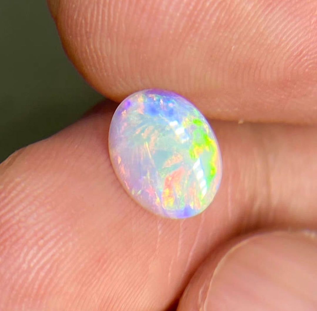 'Summer' Solid Australian Crystal opal 14ct gold solitaire ring size O1/2