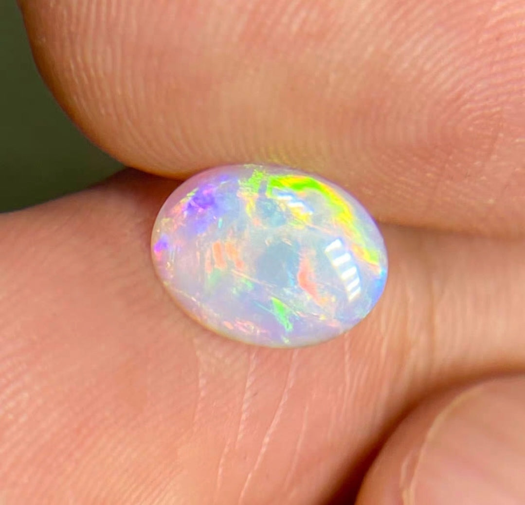 'Summer' Solid Australian Crystal opal 14ct gold solitaire ring size O1/2