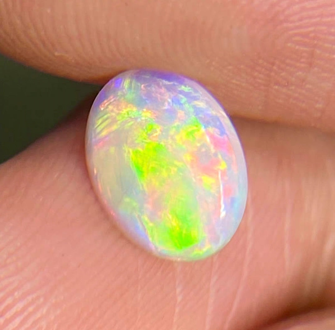 'Summer' Solid Australian Crystal opal 14ct gold solitaire ring size O1/2