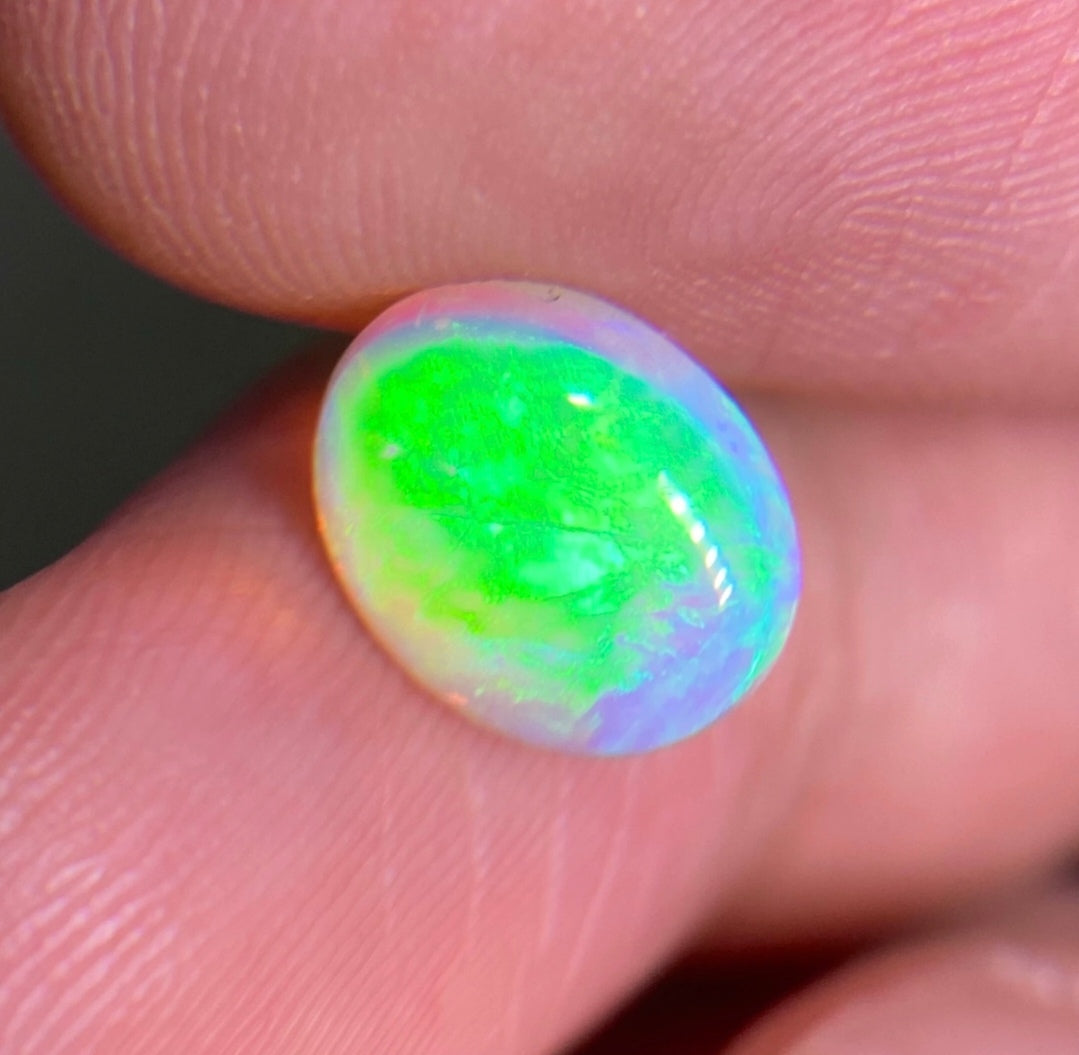 'Green Fairy' 1.73ct Solid Australian Crystal opal 14ct gold solitaire ring