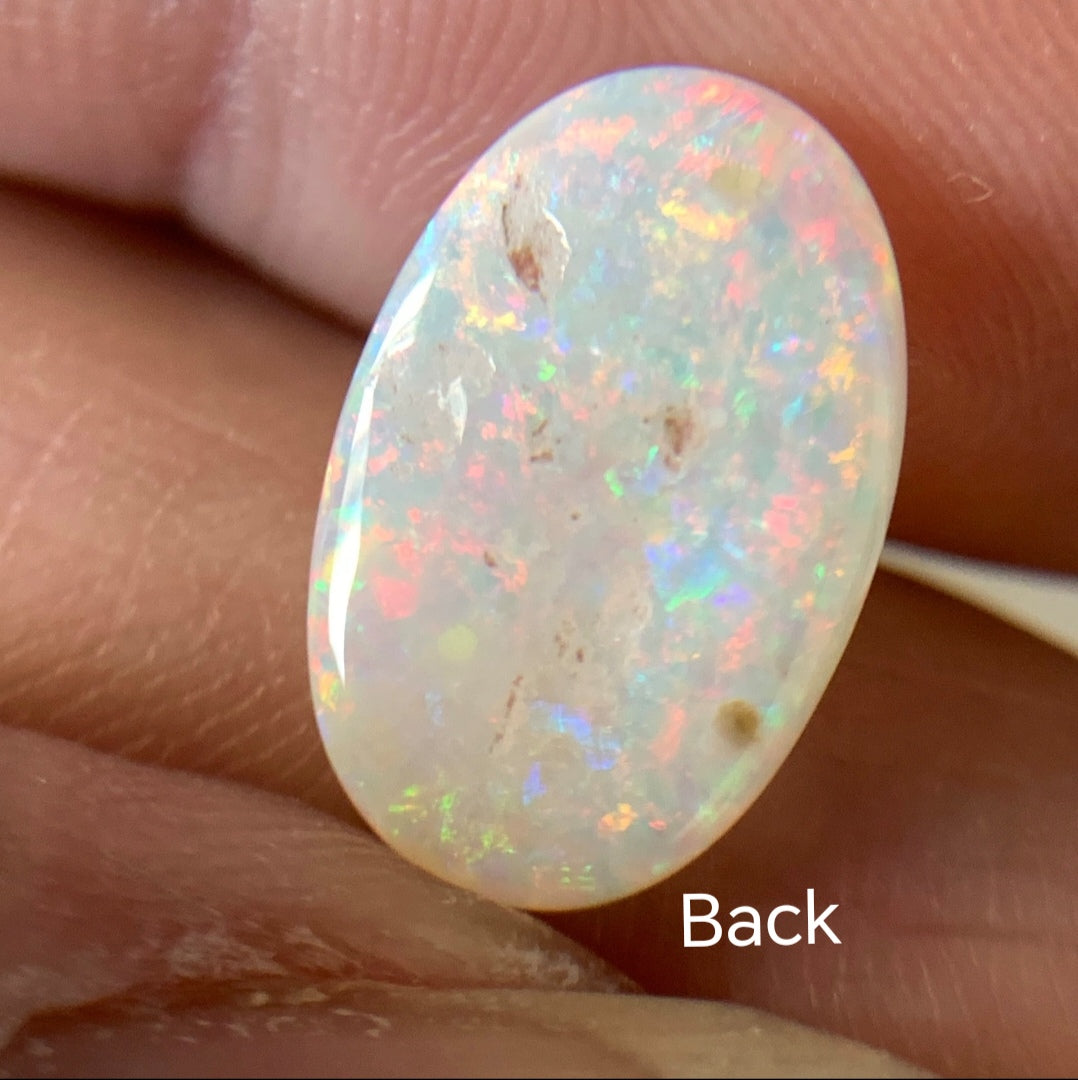 2.58ct Solid Australian semi-crystal opal 13.8×9.1×3.0mm