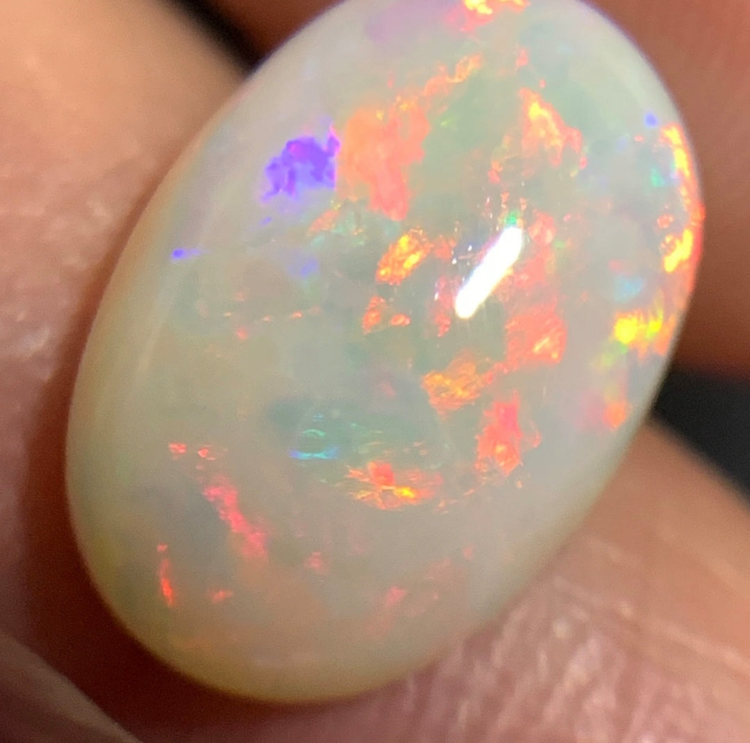 3.435ct Natural Solid Australian white opal Coober Pedy 13.1×9.1×4.5mm