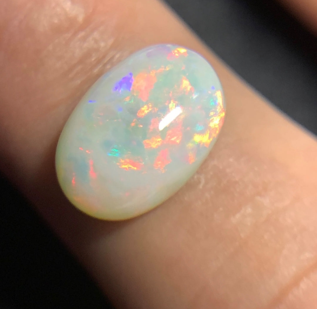 3.435ct Natural Solid Australian white opal Coober Pedy 13.1×9.1×4.5mm