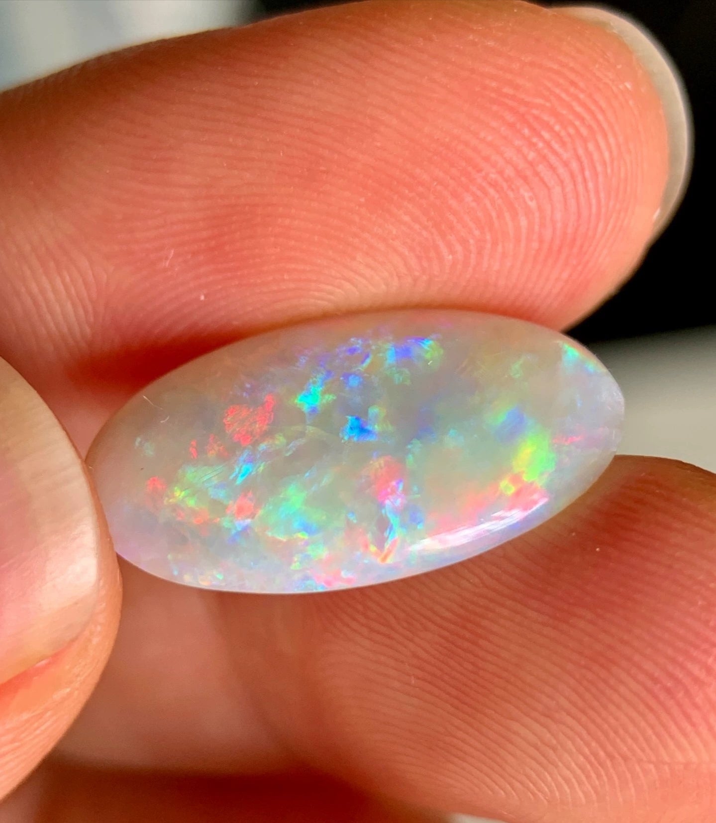 4.36ct Solid Australian white opal 18.8x10.2x4mm