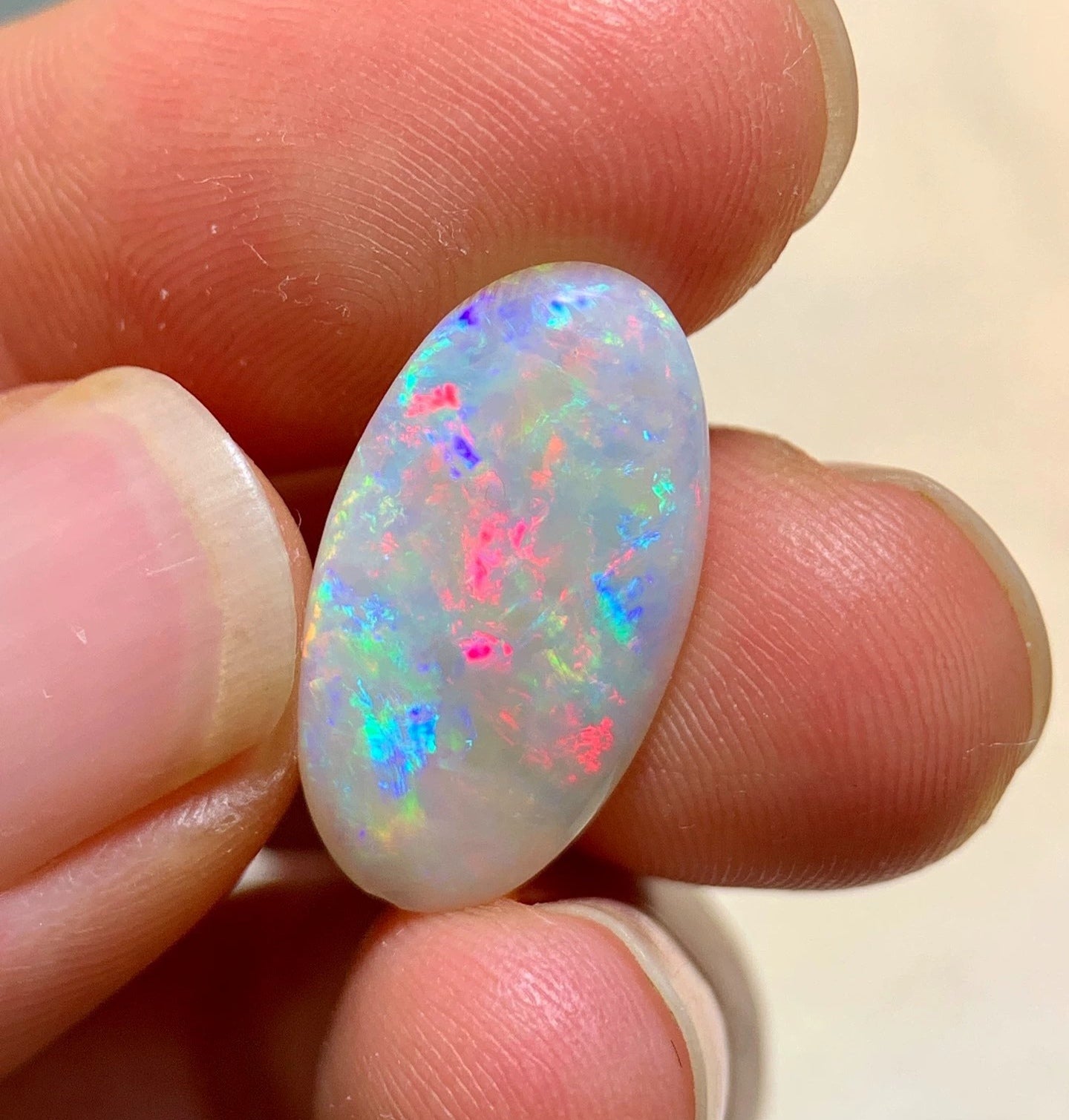 4.36ct Solid Australian white opal 18.8x10.2x4mm