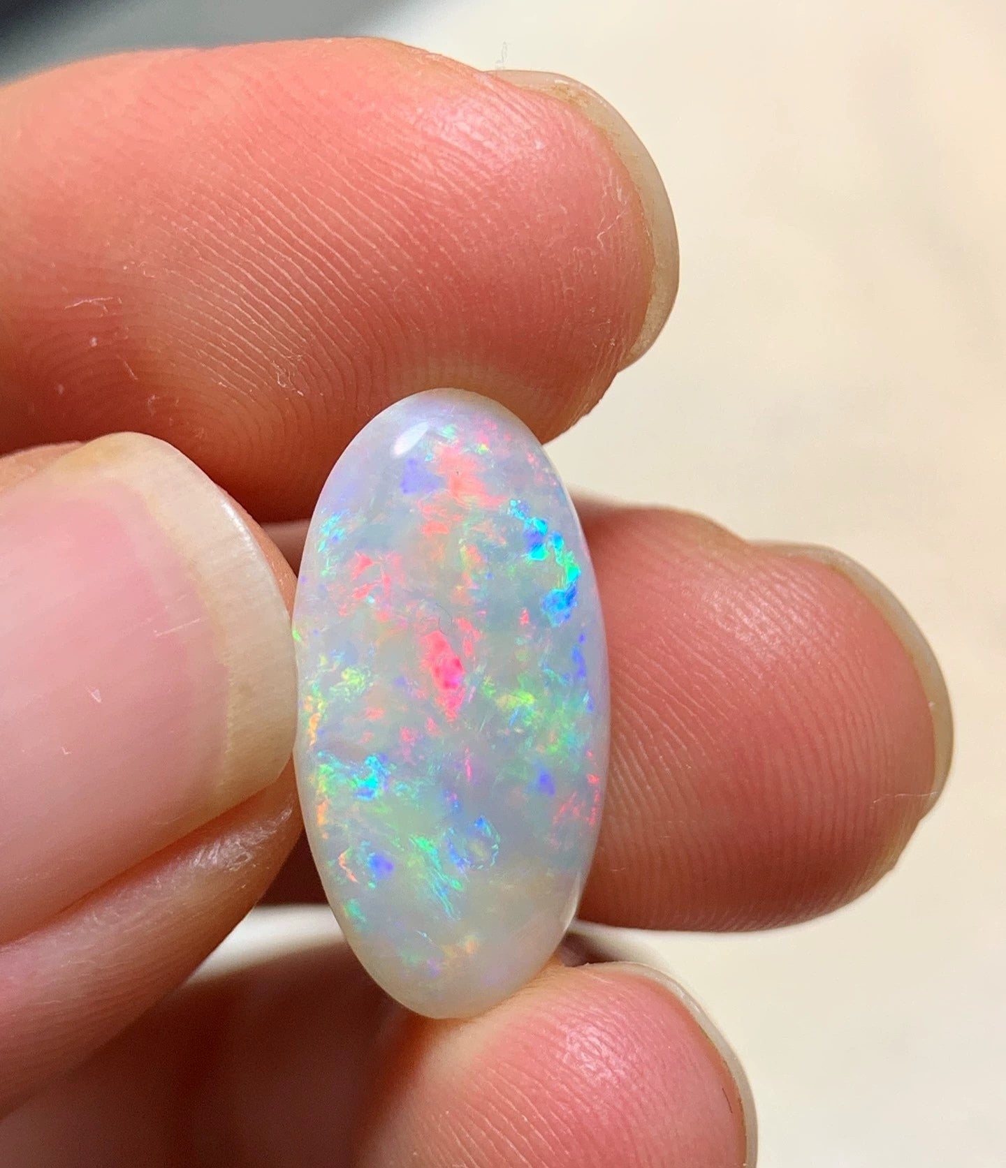 4.36ct Solid Australian white opal 18.8x10.2x4mm