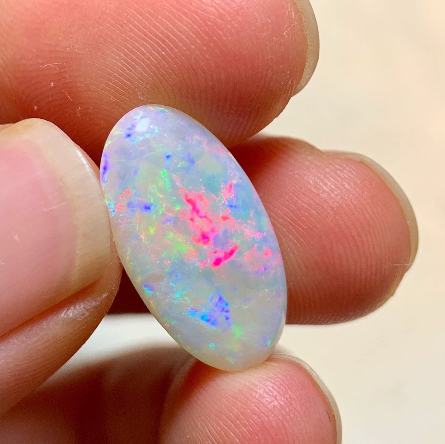 4.36ct Solid Australian white opal 18.8x10.2x4mm