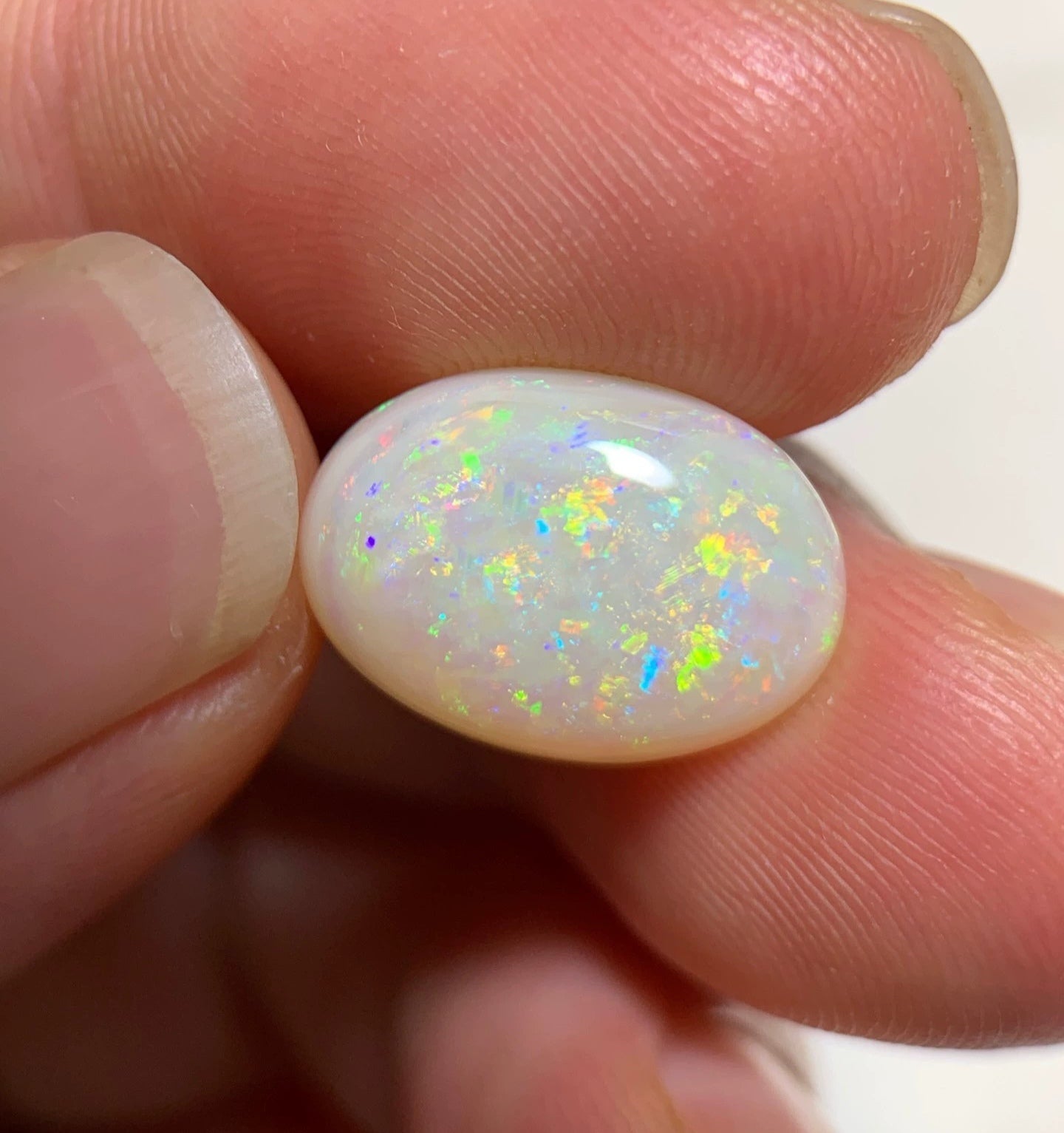 4.38ct Natural Solid Australian white opal 14x10x5mm double sides