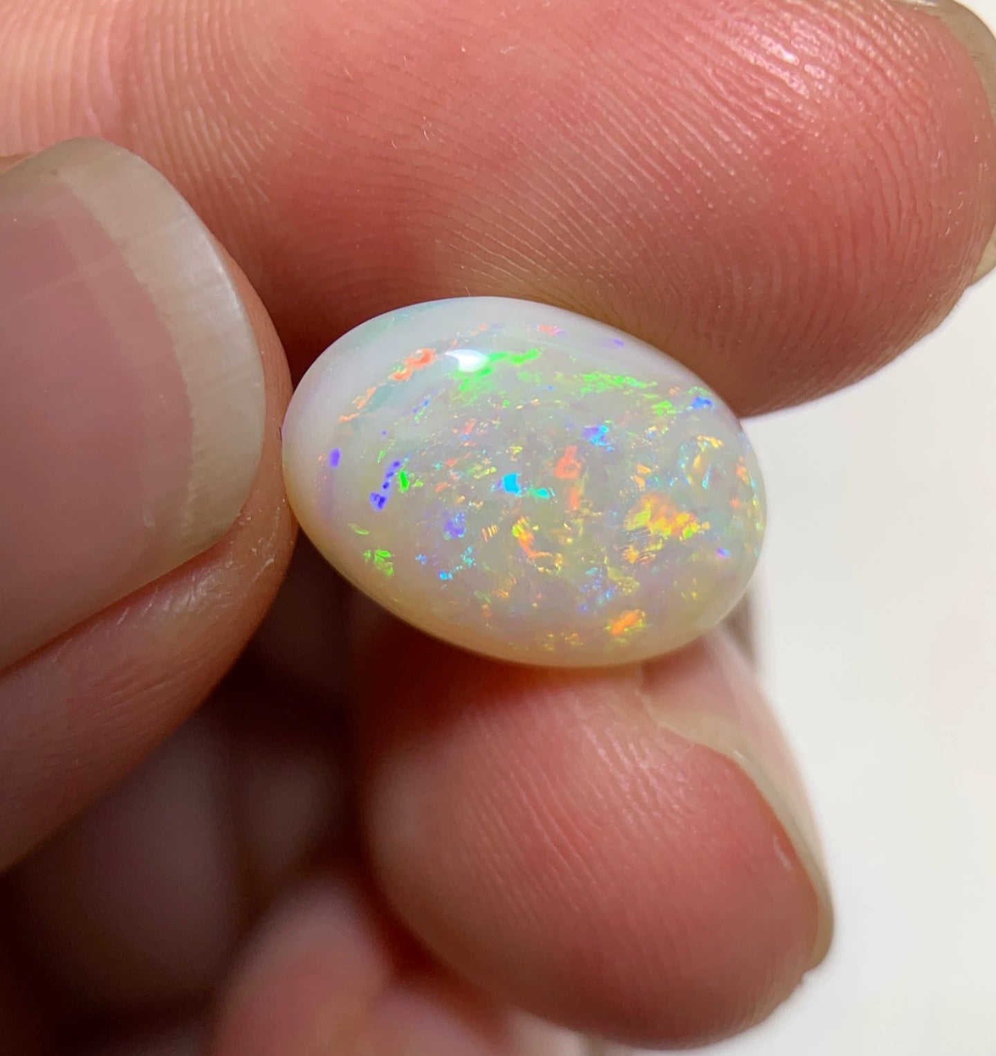 4.38ct Natural Solid Australian white opal 14x10x5mm double sides