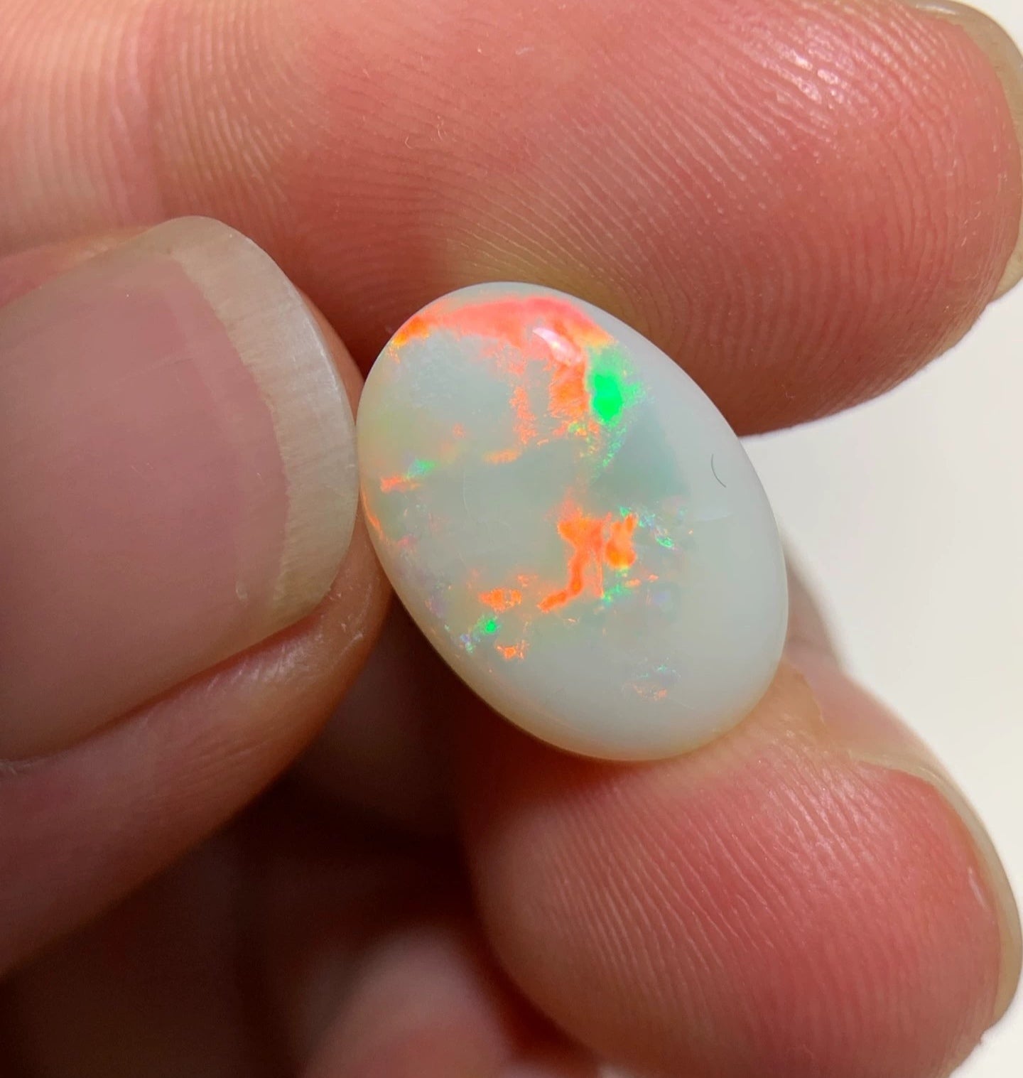 4.38ct Natural Solid Australian white opal 14x10x5mm double sides
