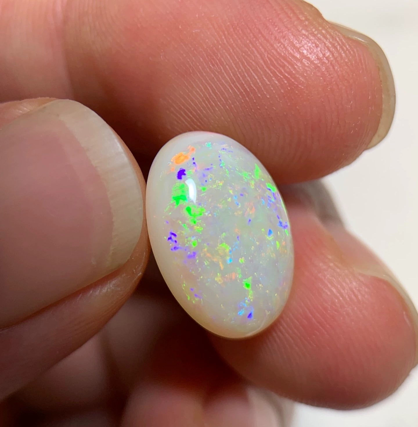 4.38ct Natural Solid Australian white opal 14x10x5mm double sides