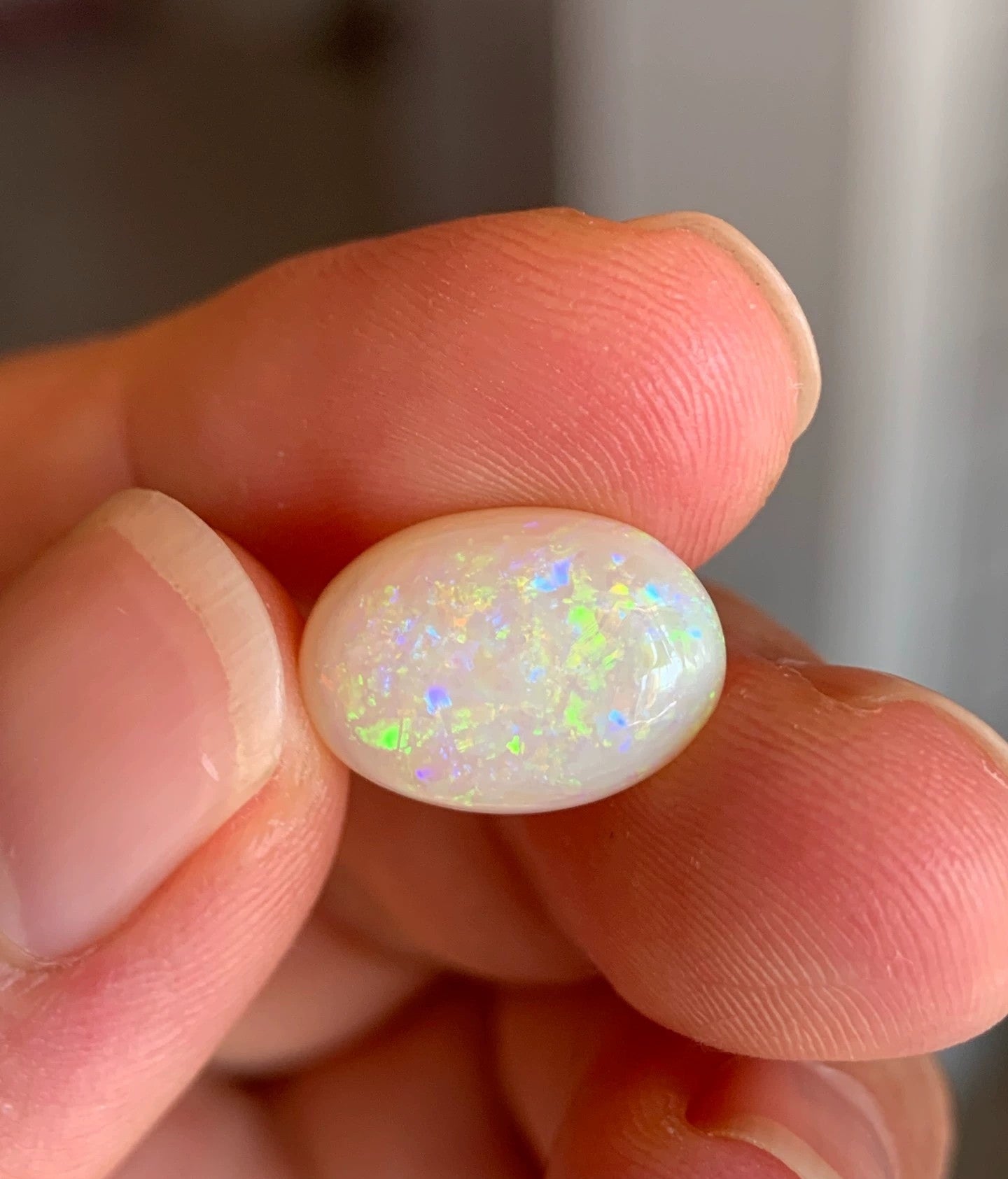 4.38ct Natural Solid Australian white opal 14x10x5mm double sides