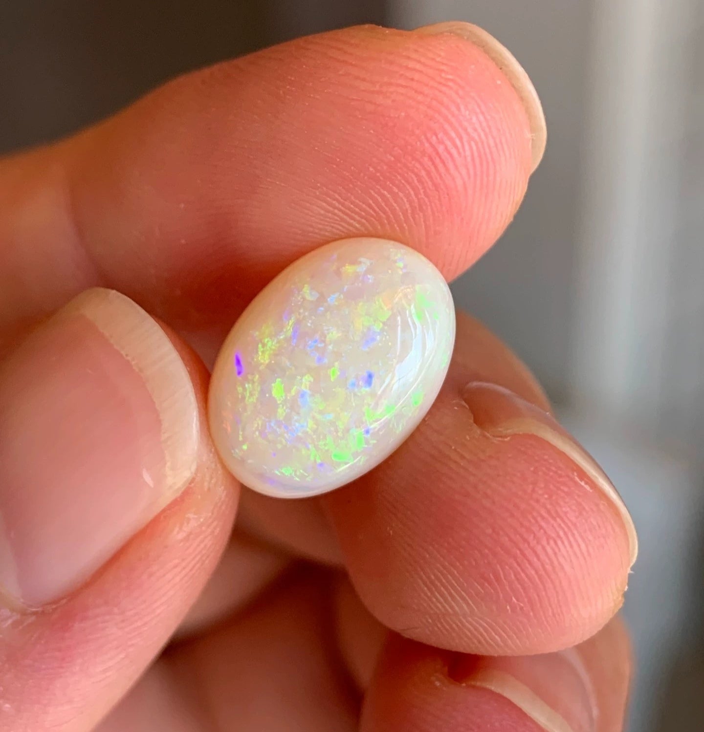 4.38ct Natural Solid Australian white opal 14x10x5mm double sides