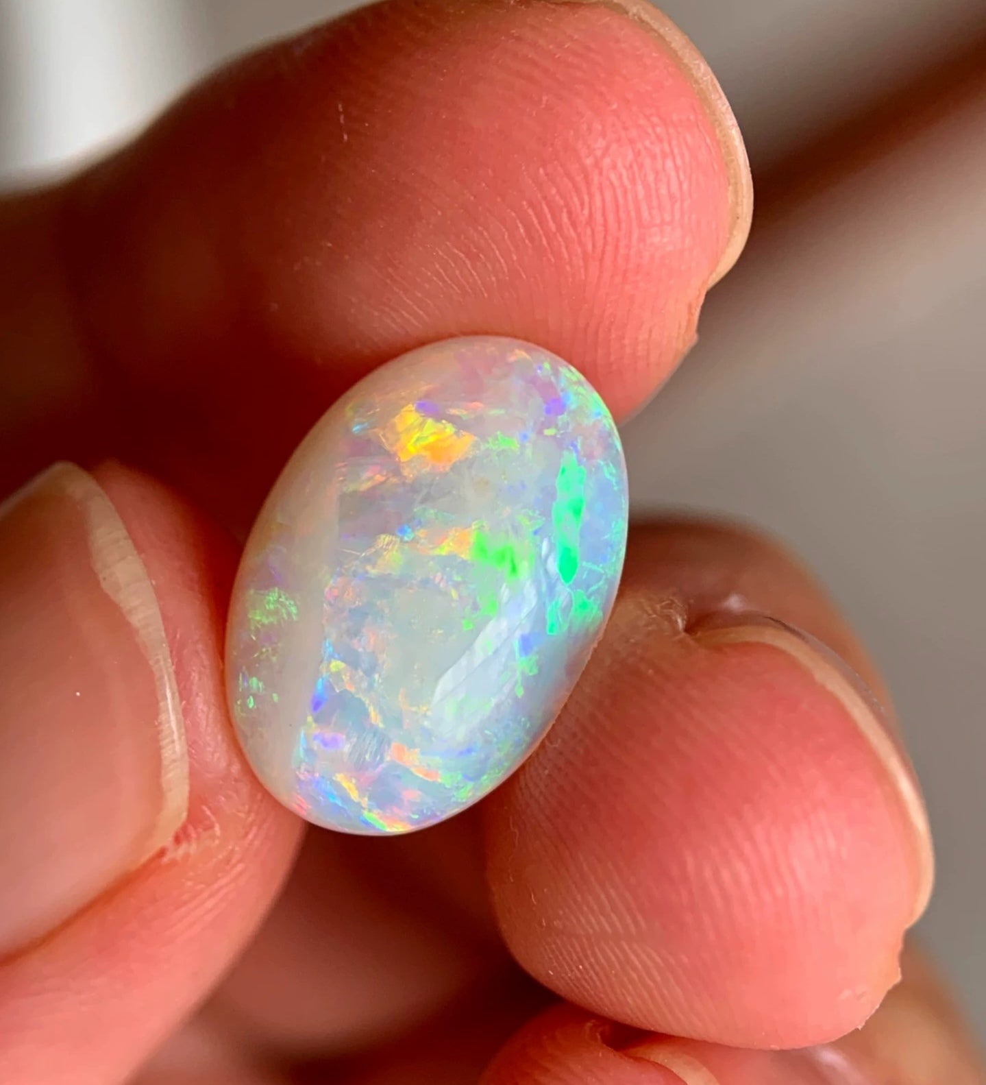 3.66ct Natural Solid Australian semi-crystal opal 15x10.5x4mm