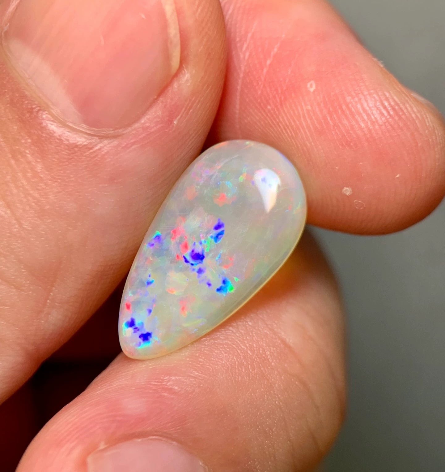'Rainbow drop' 3.74ct Natural Solid Australian Crystal opal 18.5x10x3.1mm