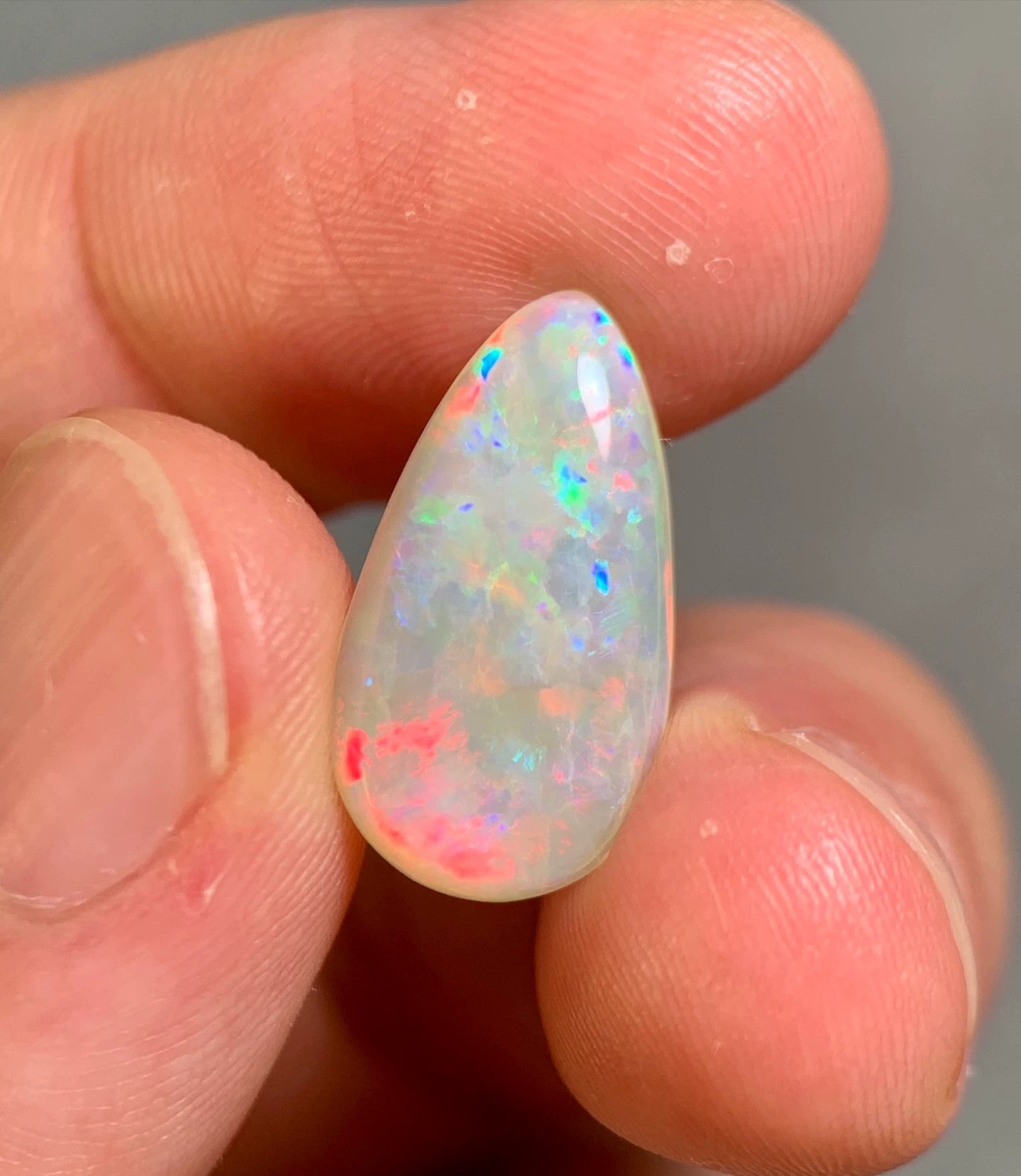 'Rainbow drop' 3.74ct Natural Solid Australian Crystal opal 18.5x10x3.1mm