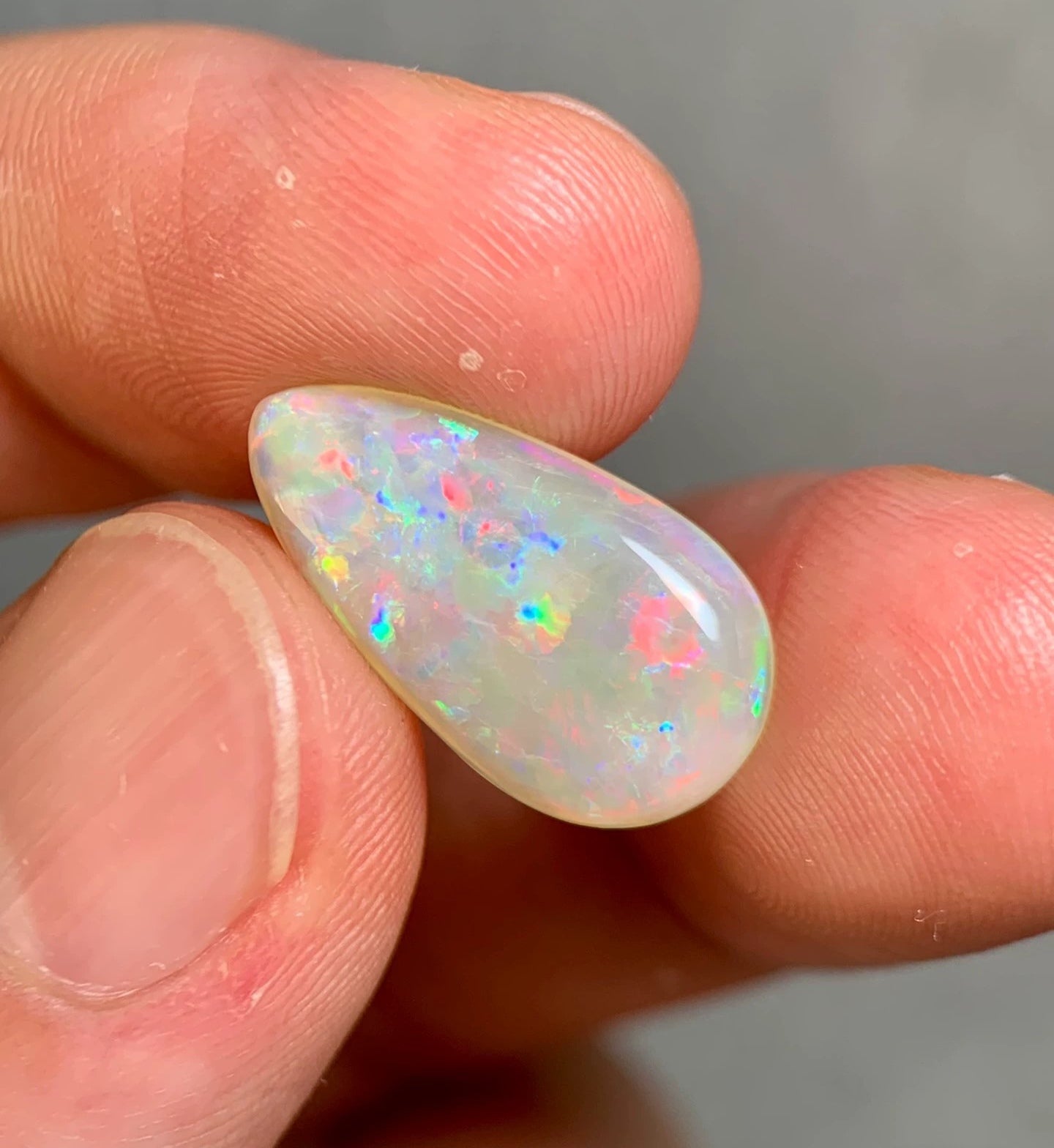 'Rainbow drop' 3.74ct Natural Solid Australian Crystal opal 18.5x10x3.1mm