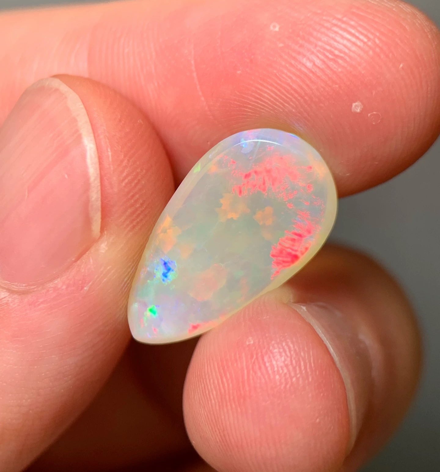 'Rainbow drop' 3.74ct Natural Solid Australian Crystal opal 18.5x10x3.1mm