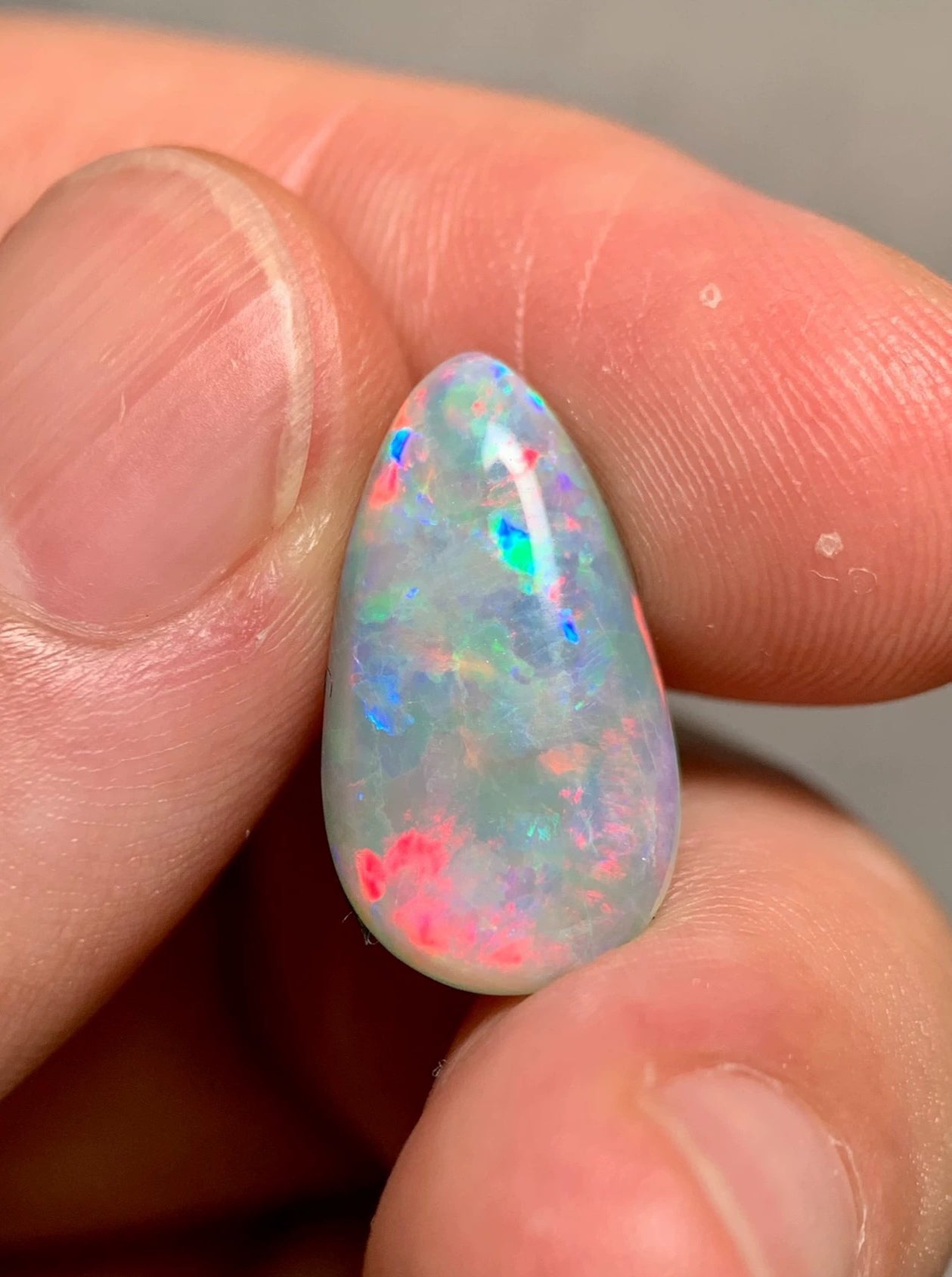 'Rainbow drop' 3.74ct Natural Solid Australian Crystal opal 18.5x10x3.1mm