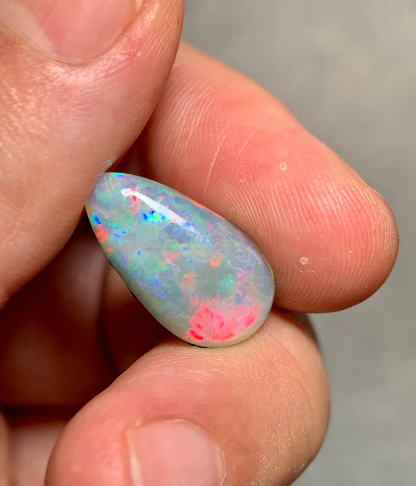'Rainbow drop' 3.74ct Natural Solid Australian Crystal opal 18.5x10x3.1mm