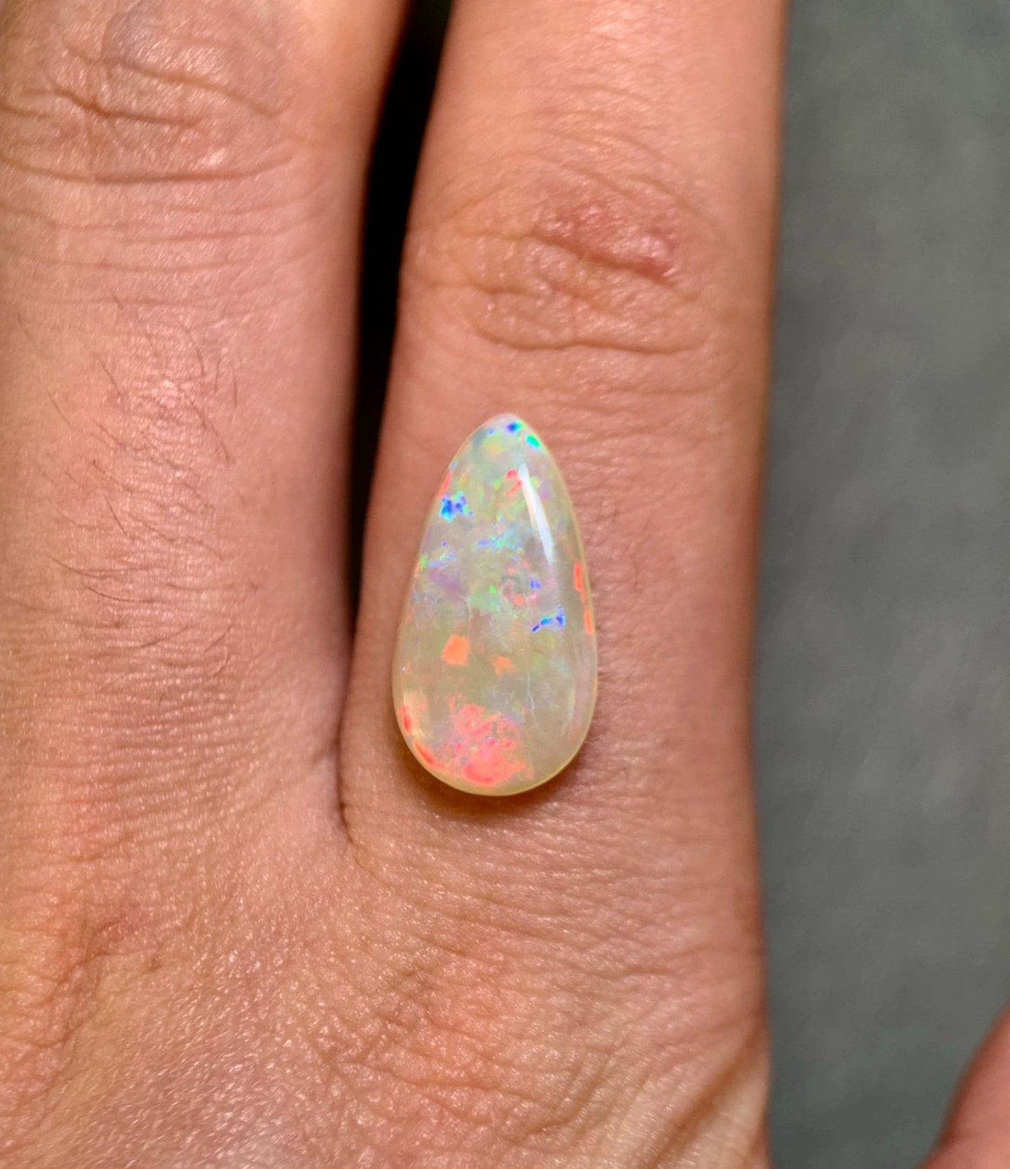 'Rainbow drop' 3.74ct Natural Solid Australian Crystal opal 18.5x10x3.1mm