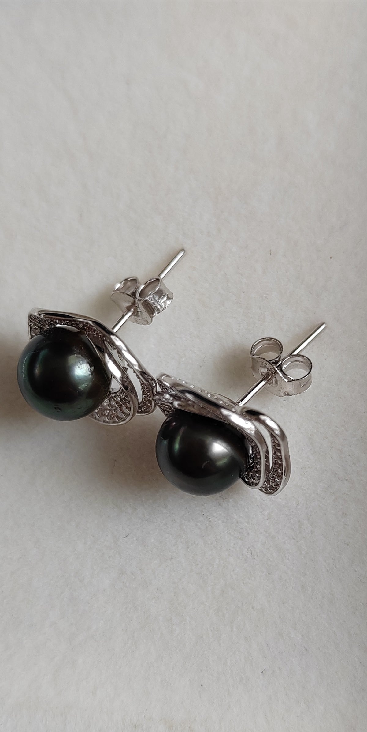 'Black Rose' jewelry set Genuine tahitian sea pearls 7.8-8.9mm