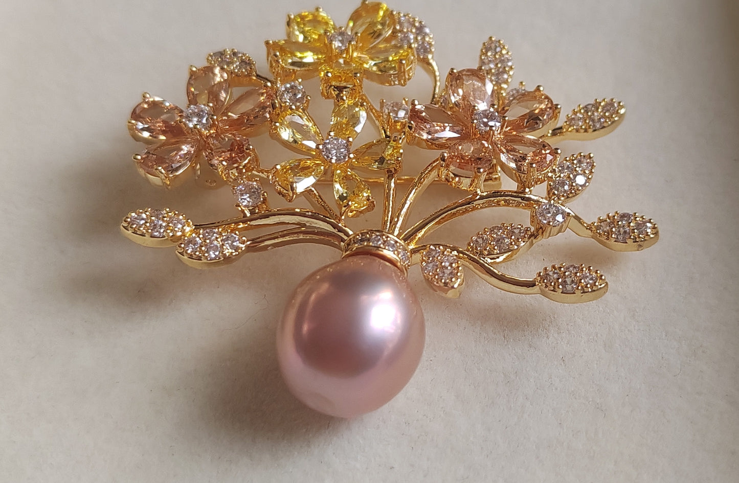 'Pleasure Blossom' brooch genuine freshwater pearl 11.8mm
