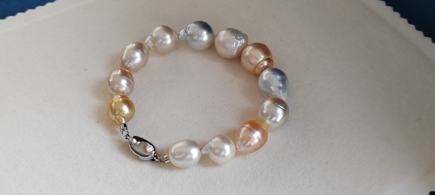 10.8-13.8mm Genuine south sea pearls classic baroque bracelet