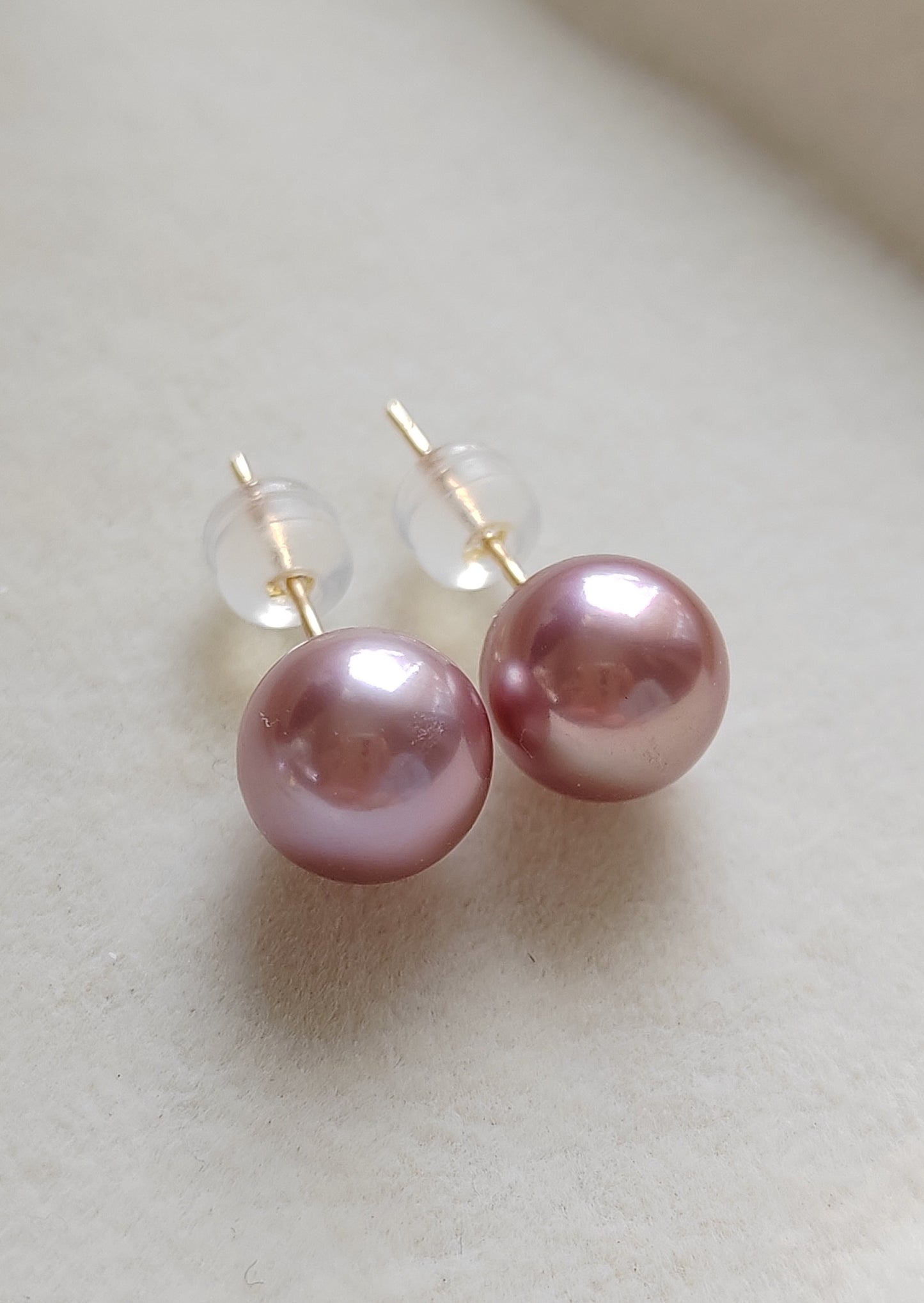 14k gold earrings studs Genuine freshwater pearls 8.4mm AAA+