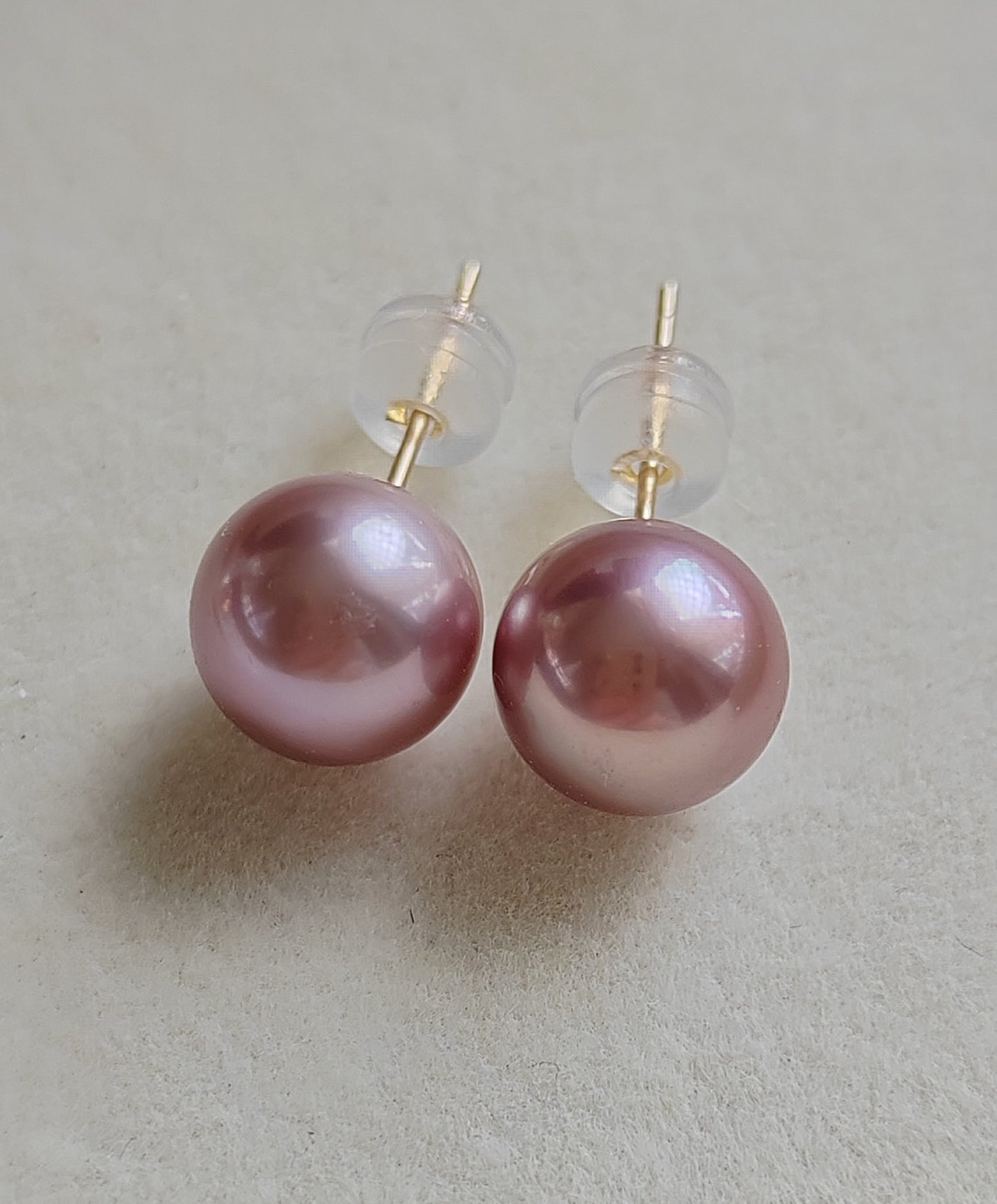 14k gold earrings studs Genuine freshwater pearls 8.4mm AAA+