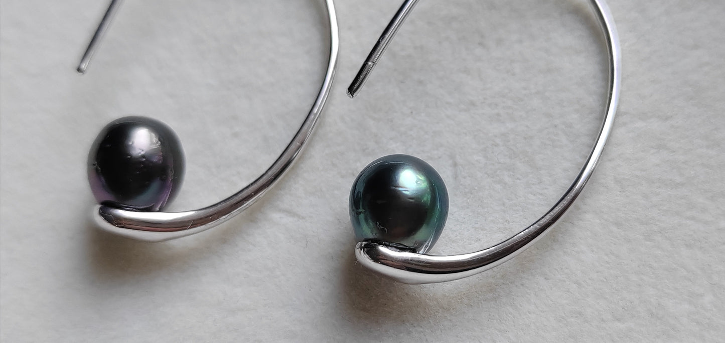 8.1mm Genuine tahitian south sea pearls classic hooms earrings