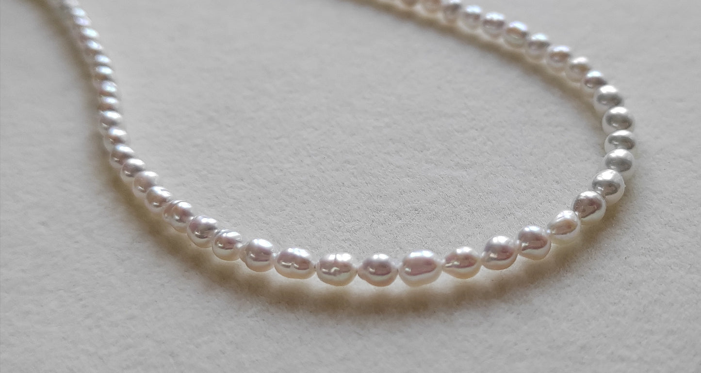 3.5-4mm Genuine freshwater keshi pearls classic necklace