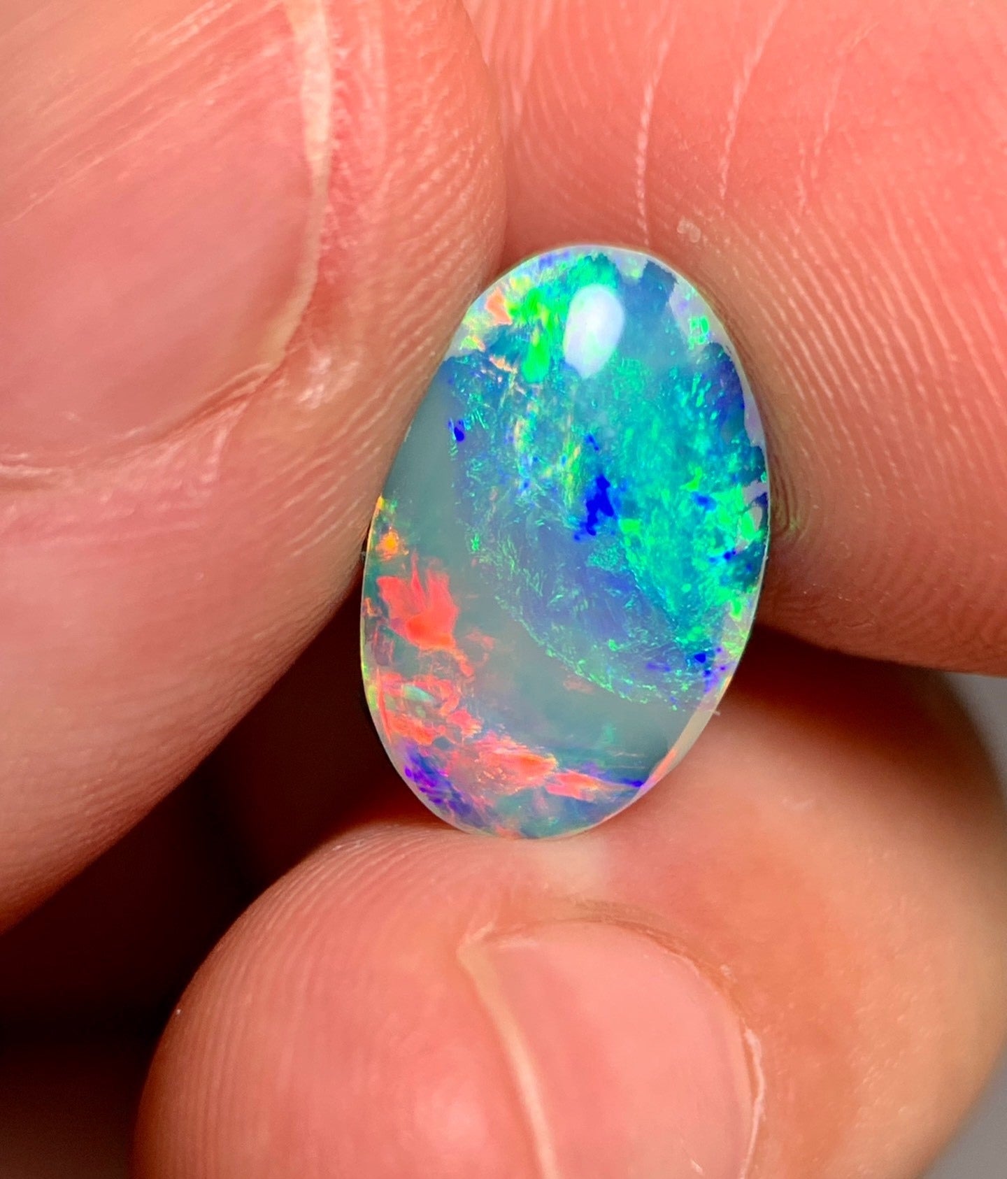 'Red flowers' Natural Solid Australian gem Crystal opal 1.83ct 13.2x8.6x3.2mm