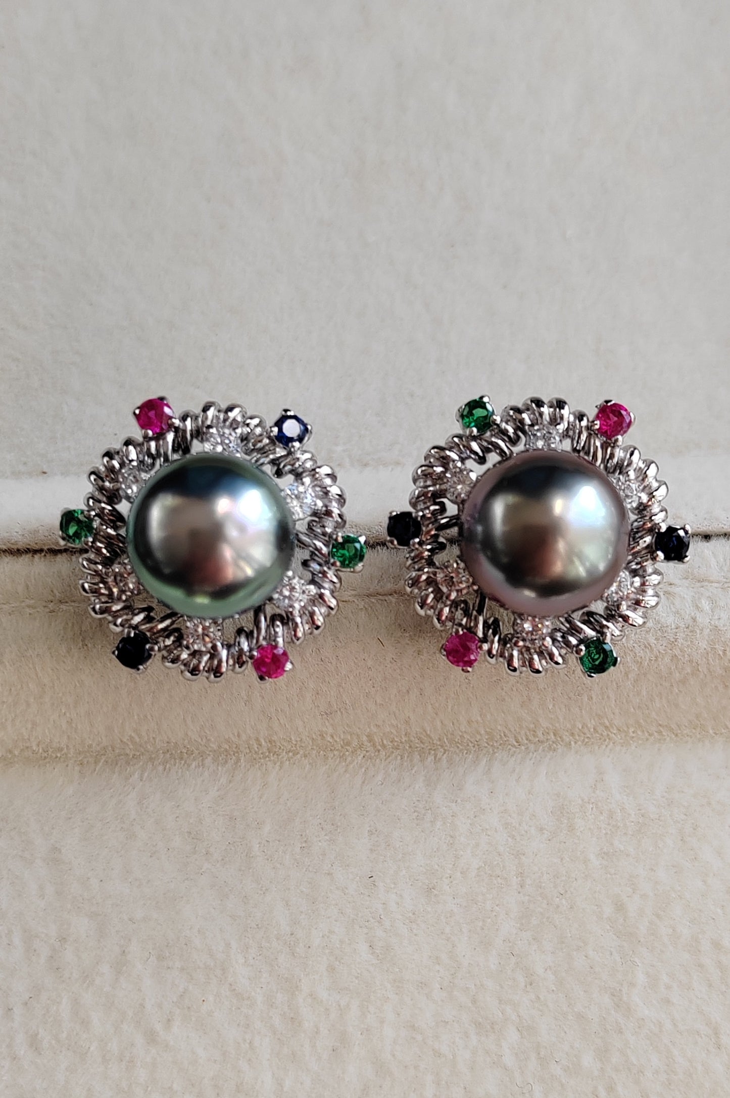 'Festival' earrings Genuine tahitian south sea pearls 10.3mm