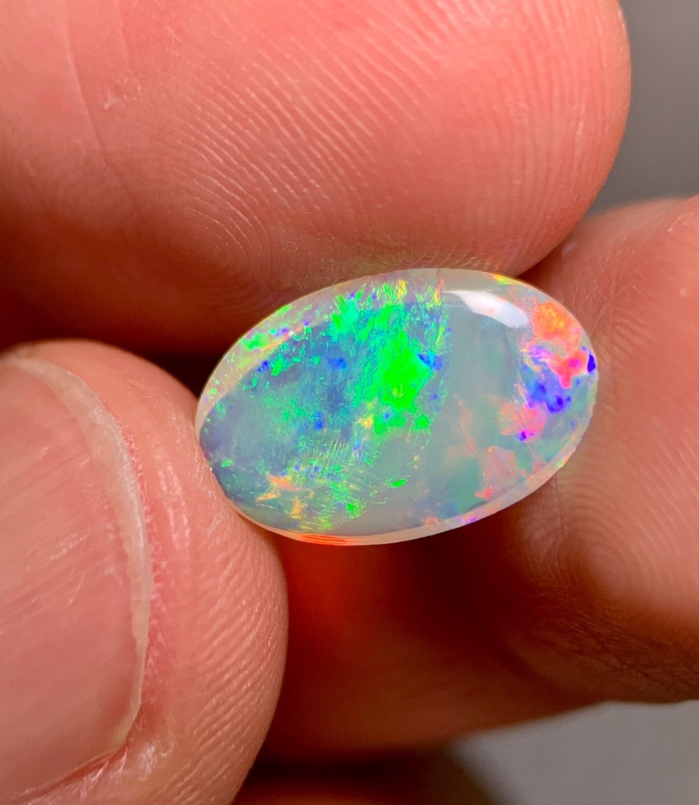 'Red flowers' Natural Solid Australian gem Crystal opal 1.83ct 13.2x8.6x3.2mm