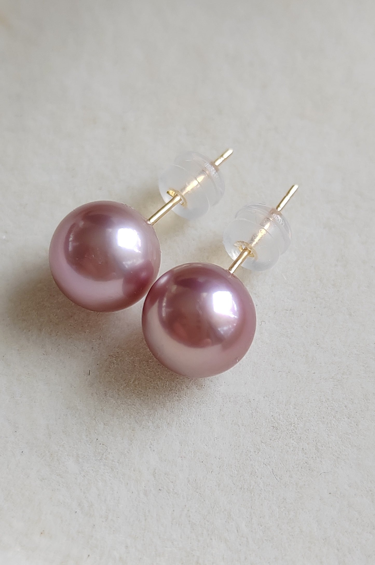 14k gold earrings studs Genuine freshwater pearls 8.4mm AAA+